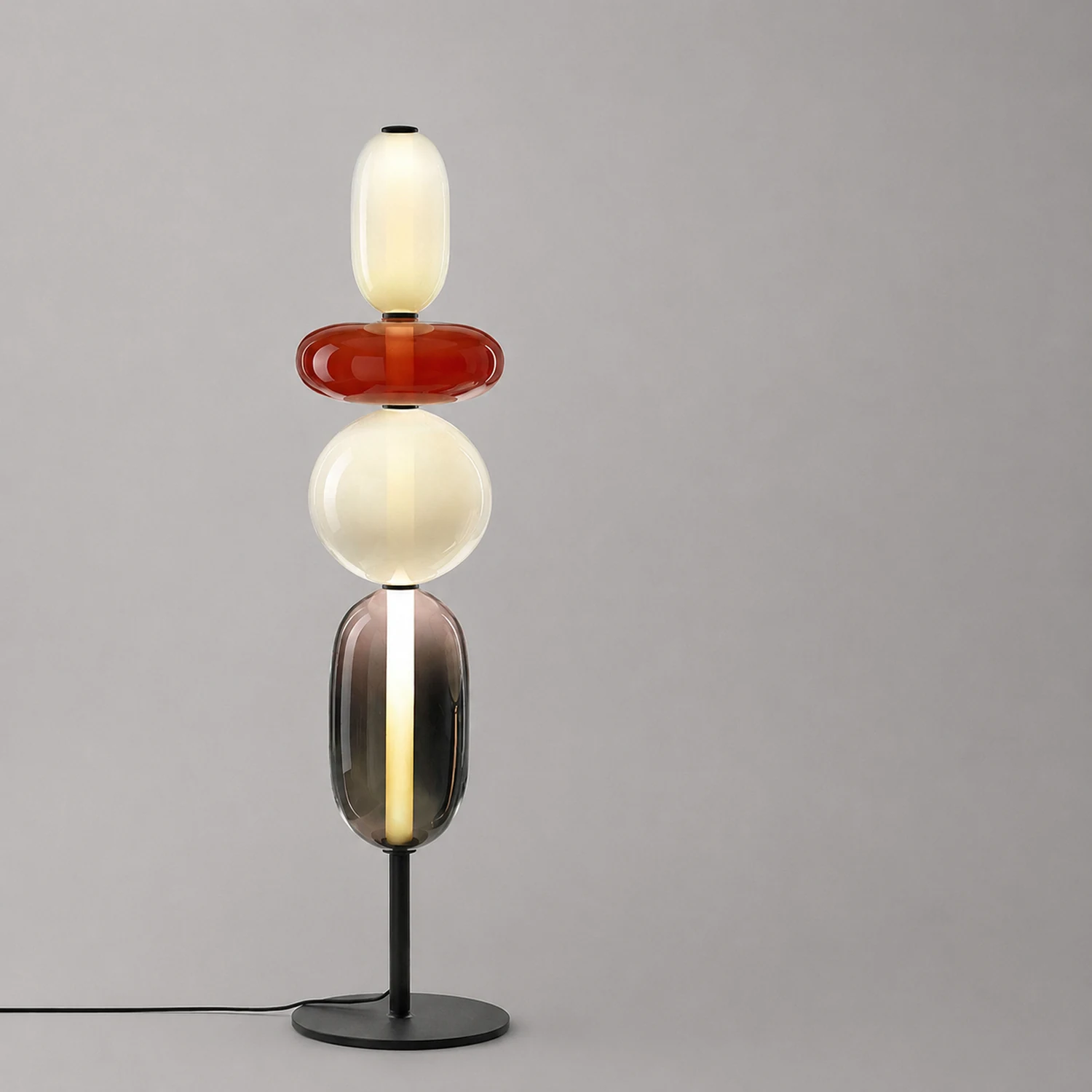 Morandi Modern Creative Man Metal/Glass Floor lamp, White/Black/Red - Lumpaz