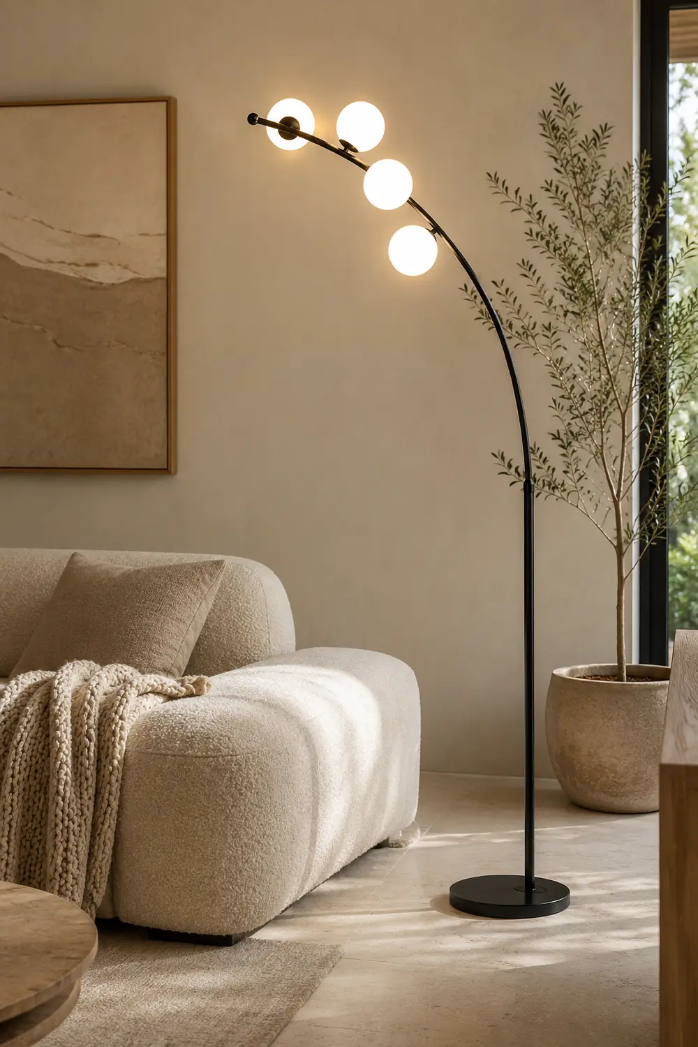 Valentina Modern Arc Multi Head Bubble Floor Lamp Black/Gold - Lumpaz