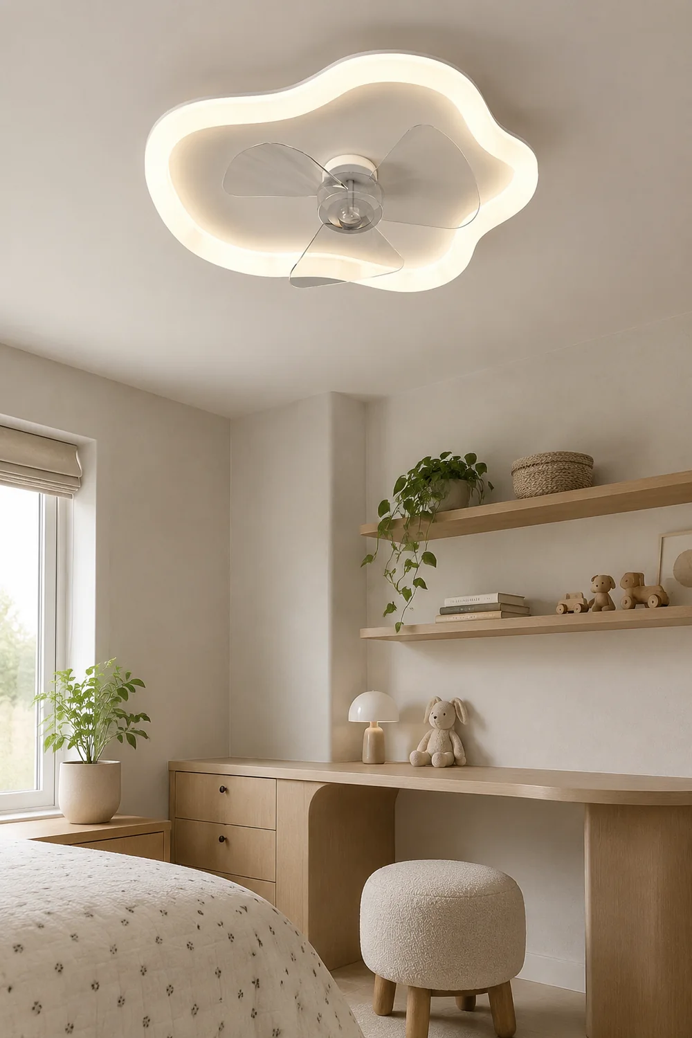 Minori Cloud Ceiling Fan with Light, L 18.1"/23.6" - Lumpaz