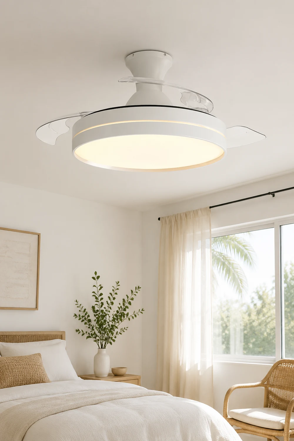 Morandi Ceiling Fan with Light, 4 Color, DIA 35.8"/42.1" - Lumpaz
