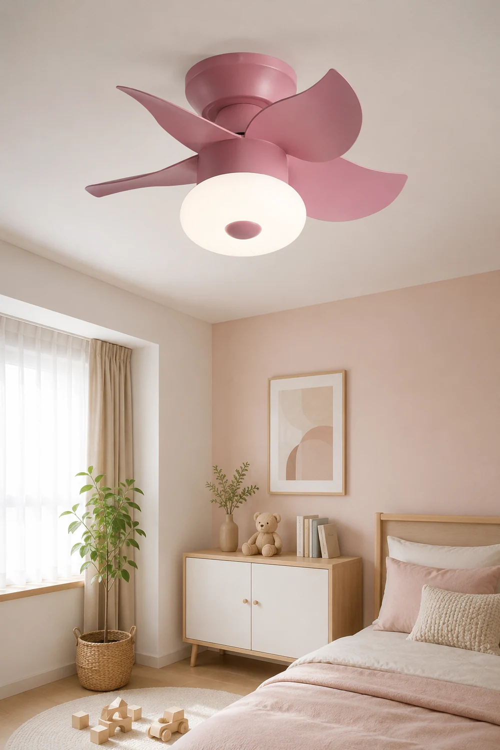 Morandi 5-Blade Ceiling Fan with Light, 3 Color, 24'' - Lumpaz