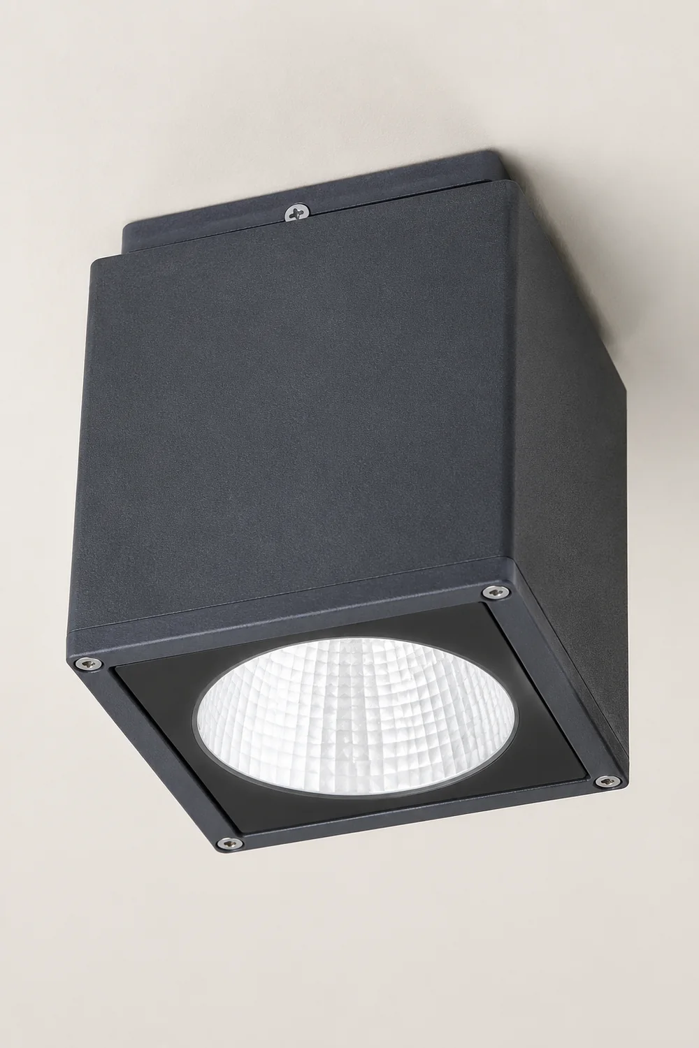 Orr Modern Black Cube Flush Mount Ceiling Light, Metal/Glass - Lumpaz