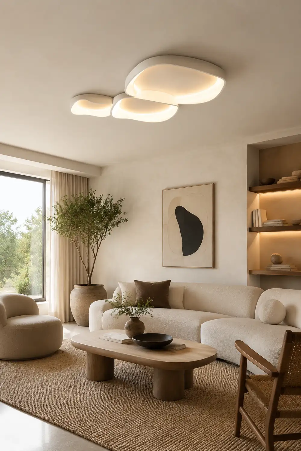 Arisha Modern Wave Flush Mount Ceiling Light White Living Room - Lumpaz