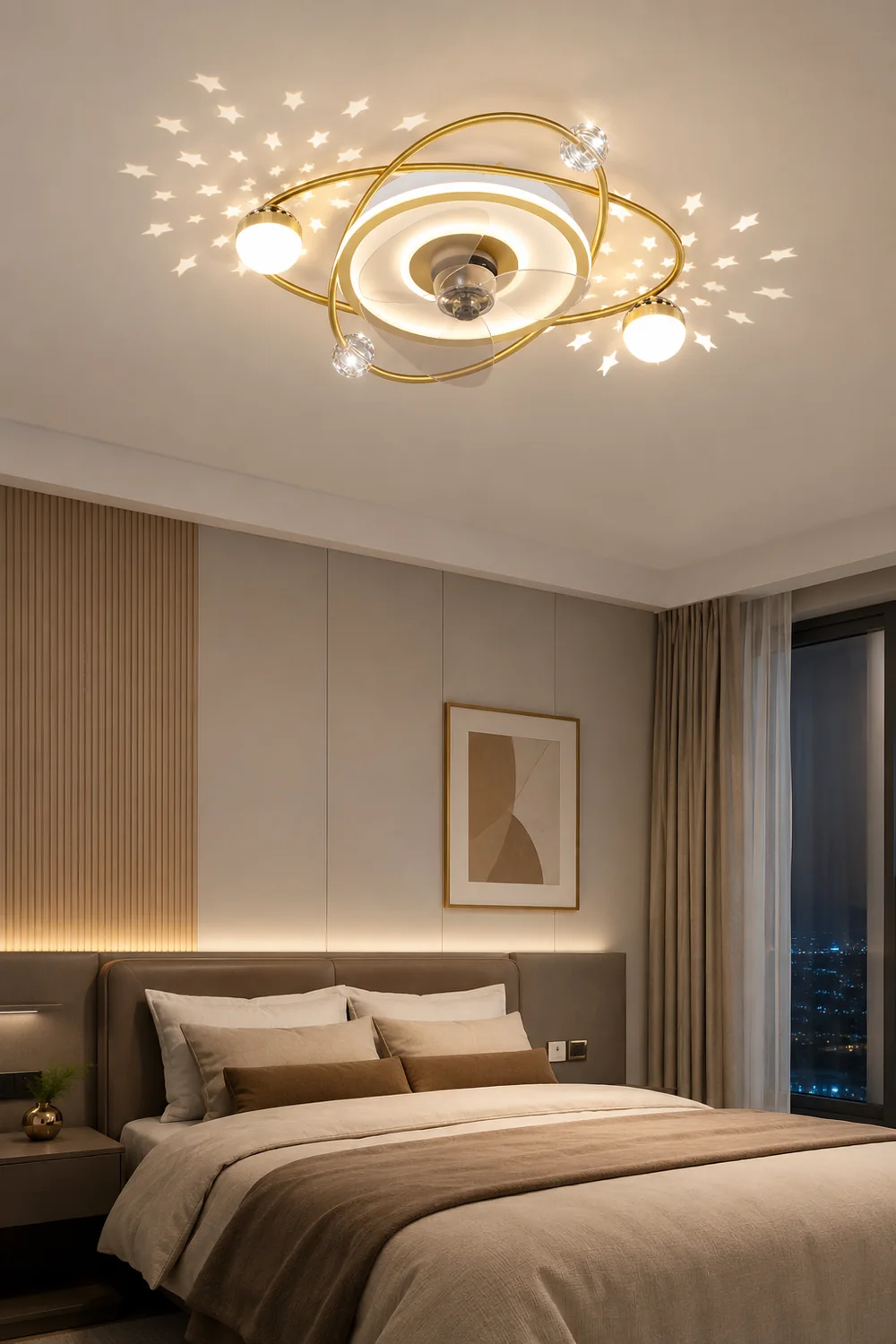 Minori 3-Blade Starry Ceiling Fan with Light, 2 Color, L 21" - Lumpaz