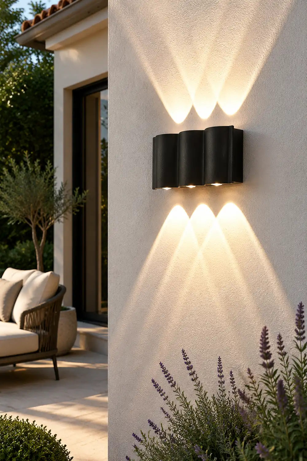 Wave Arc Design Up and Down Lights LED Outdoor Wall Lights - Lumpaz