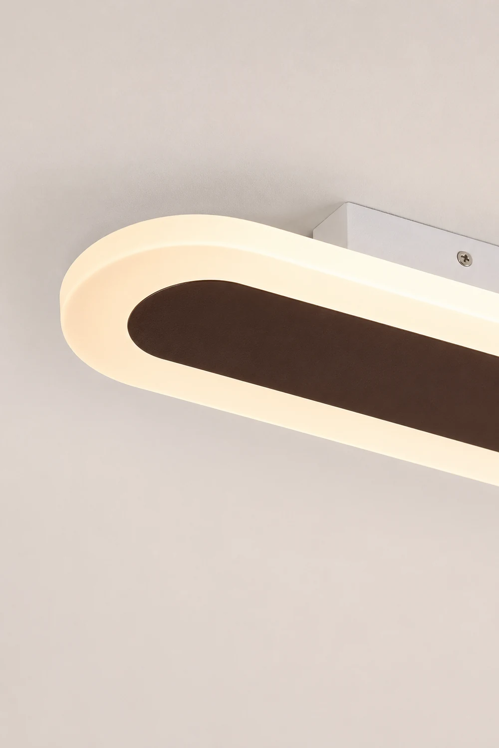 Edge Minimalist Oval Linear Metal/Acrylic Flush Mount Ceiling Light, White/Coffee - Lumpaz