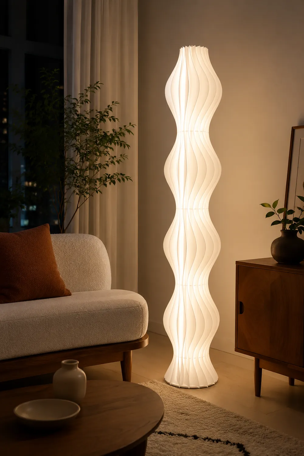 Salgado Artistic Pleated Acrylic Floor Lamp White - Lumpaz