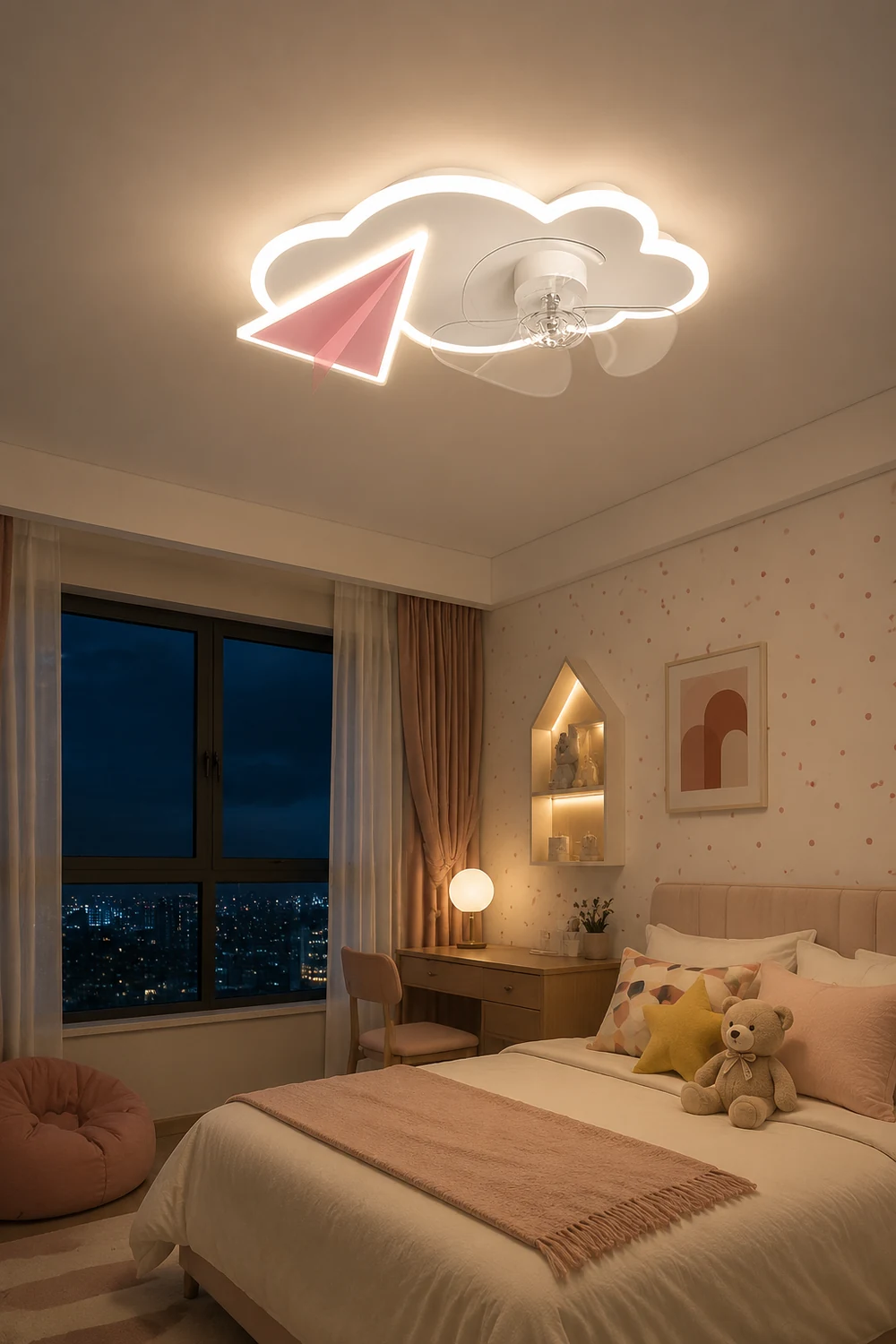 Minori Cloud & Plane Ceiling Fan With Light, 2 Colors, L 20.8''/22.8" - Lumpaz