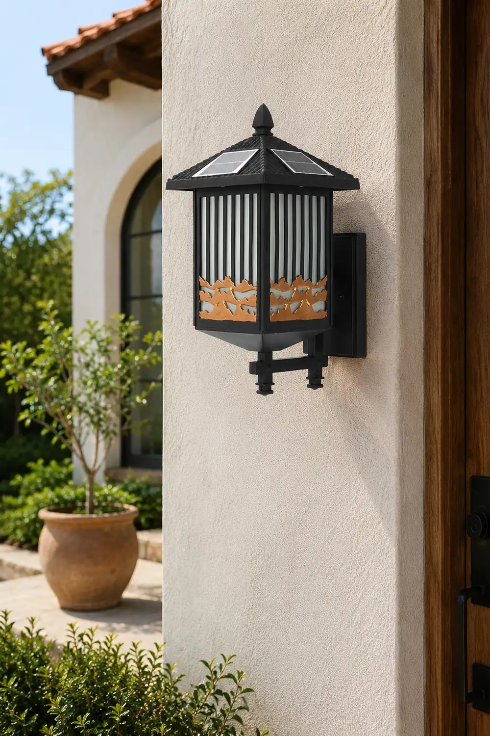Retro Waterproof LED Black Modern Solar Wall Lights Outdoor Wall Sconce - Lumpaz