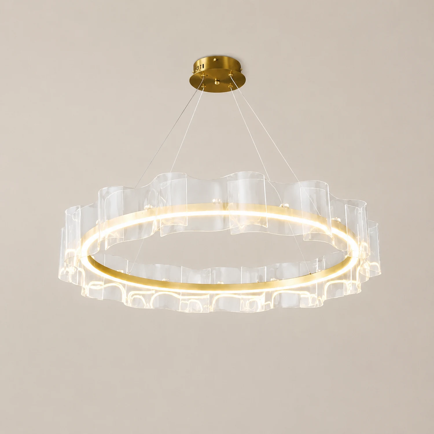 Evette Creative Ring Metal/Arcylic Pendant Light, Gold - Lumpaz