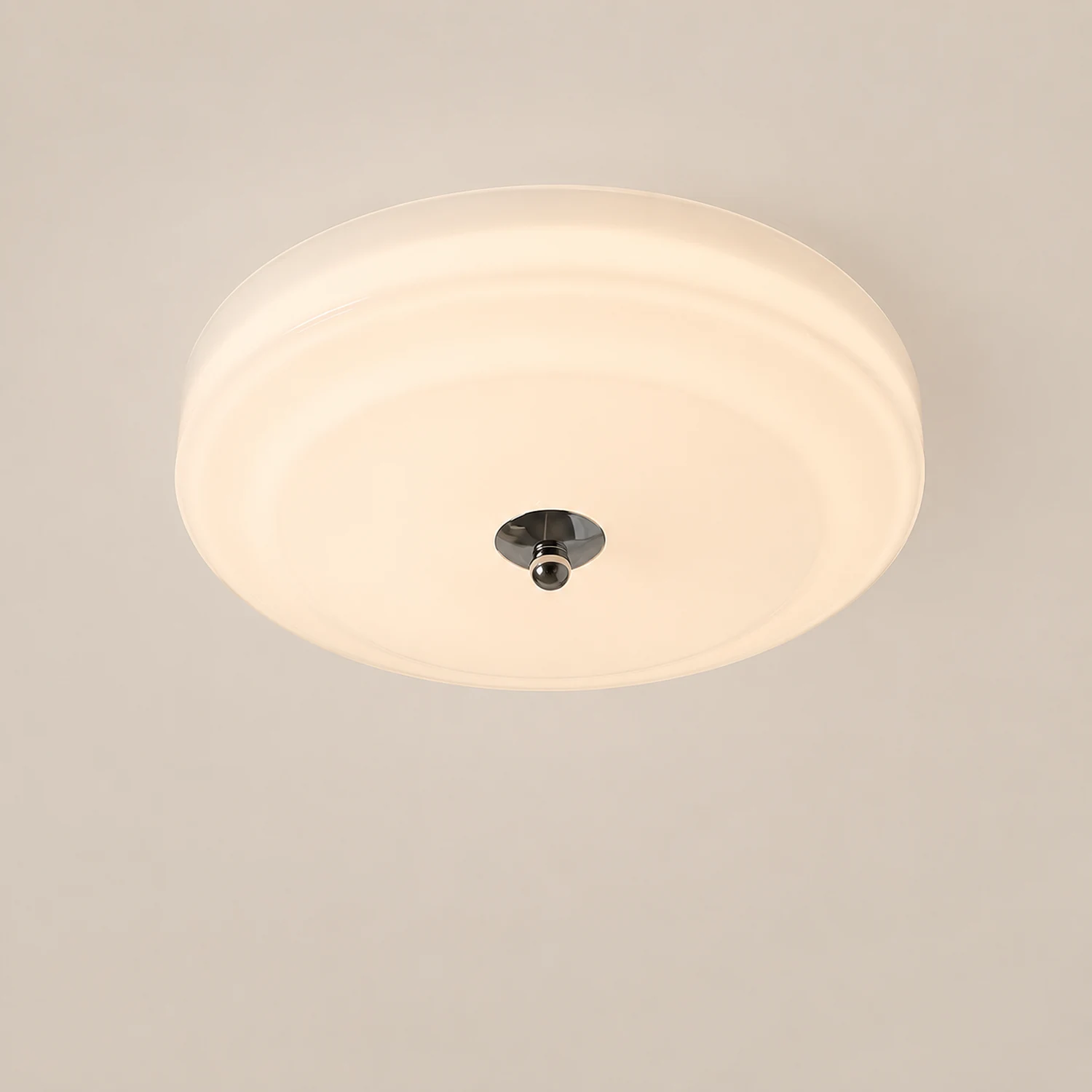 Hailie Design Circle LED Ceiling Light Metal/Glass White Bedroom/Living Room - Lumpaz
