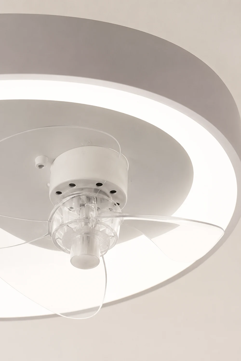 Quinn White Ceiling Fan with Light, Study/Bedroom - Lumpaz