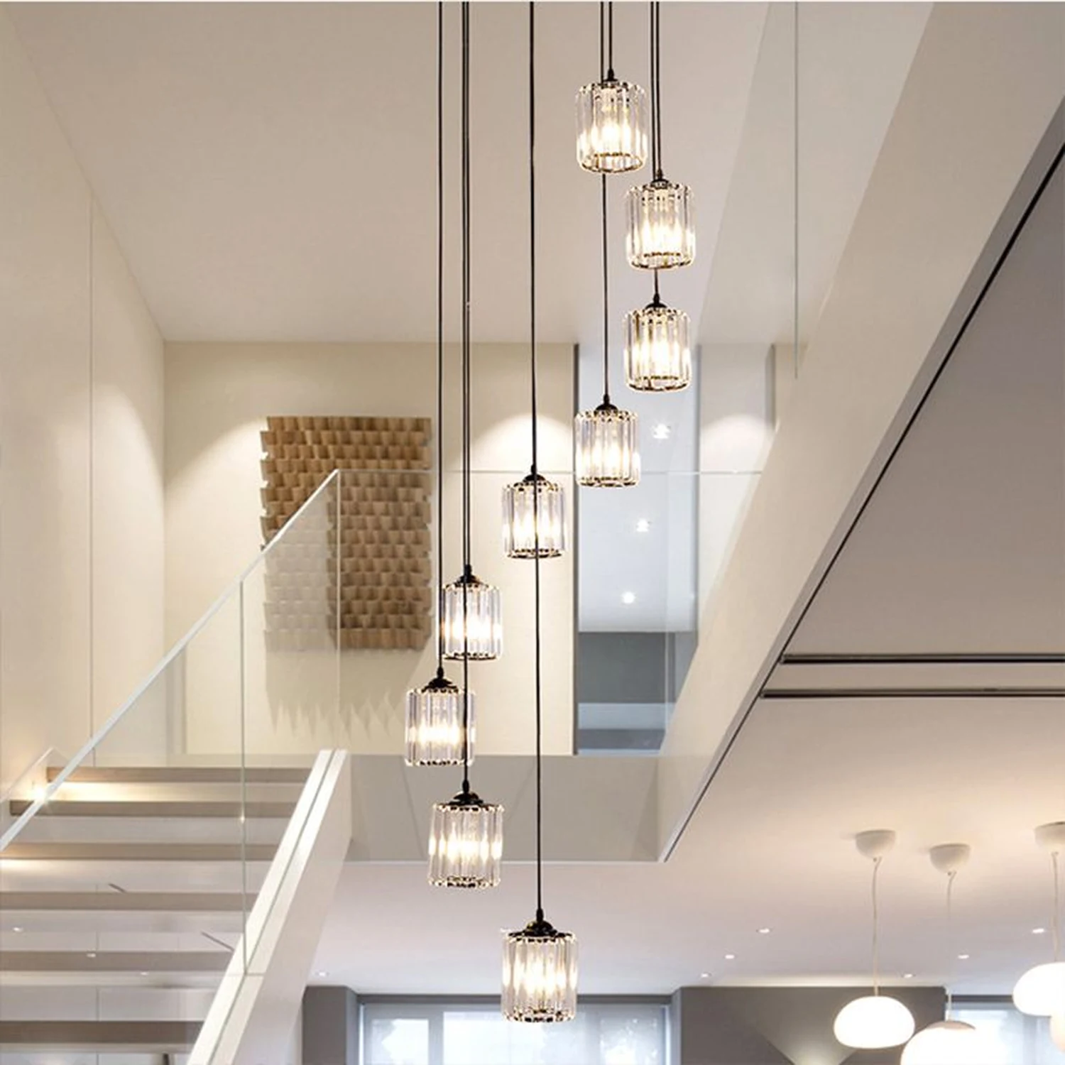 Kristy Modern Minimalist Metal/Glass Chandelier Black Living Room - Lumpaz