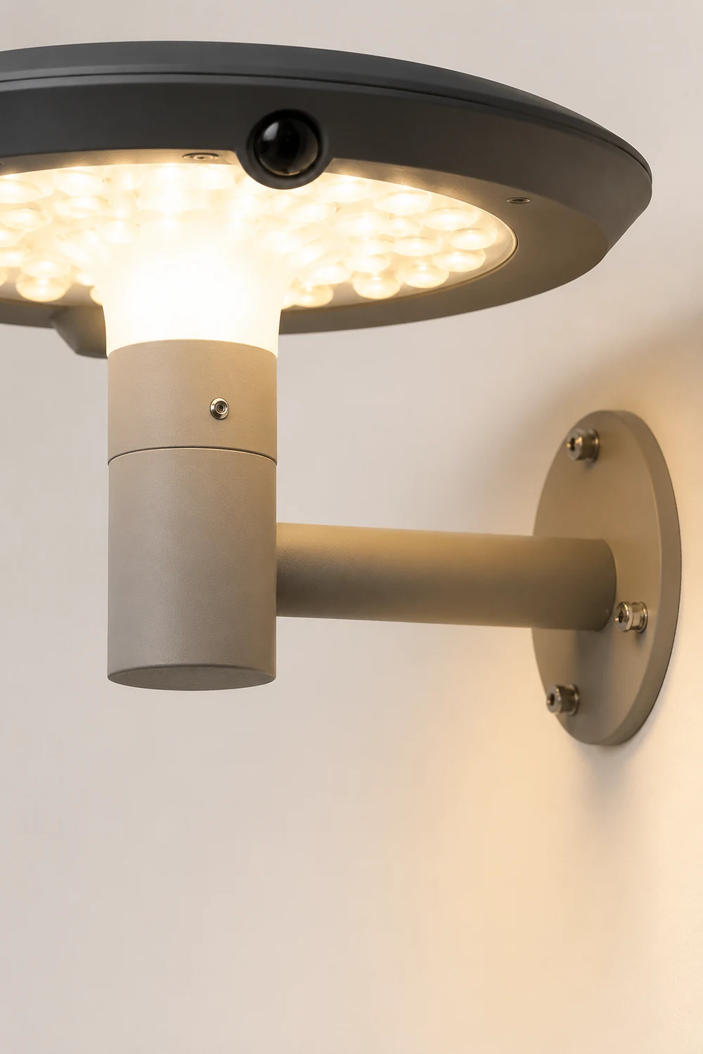 Modern Mushroom LED Solar Wall Light with Dual Motion Sensors - Gray - Lumpaz