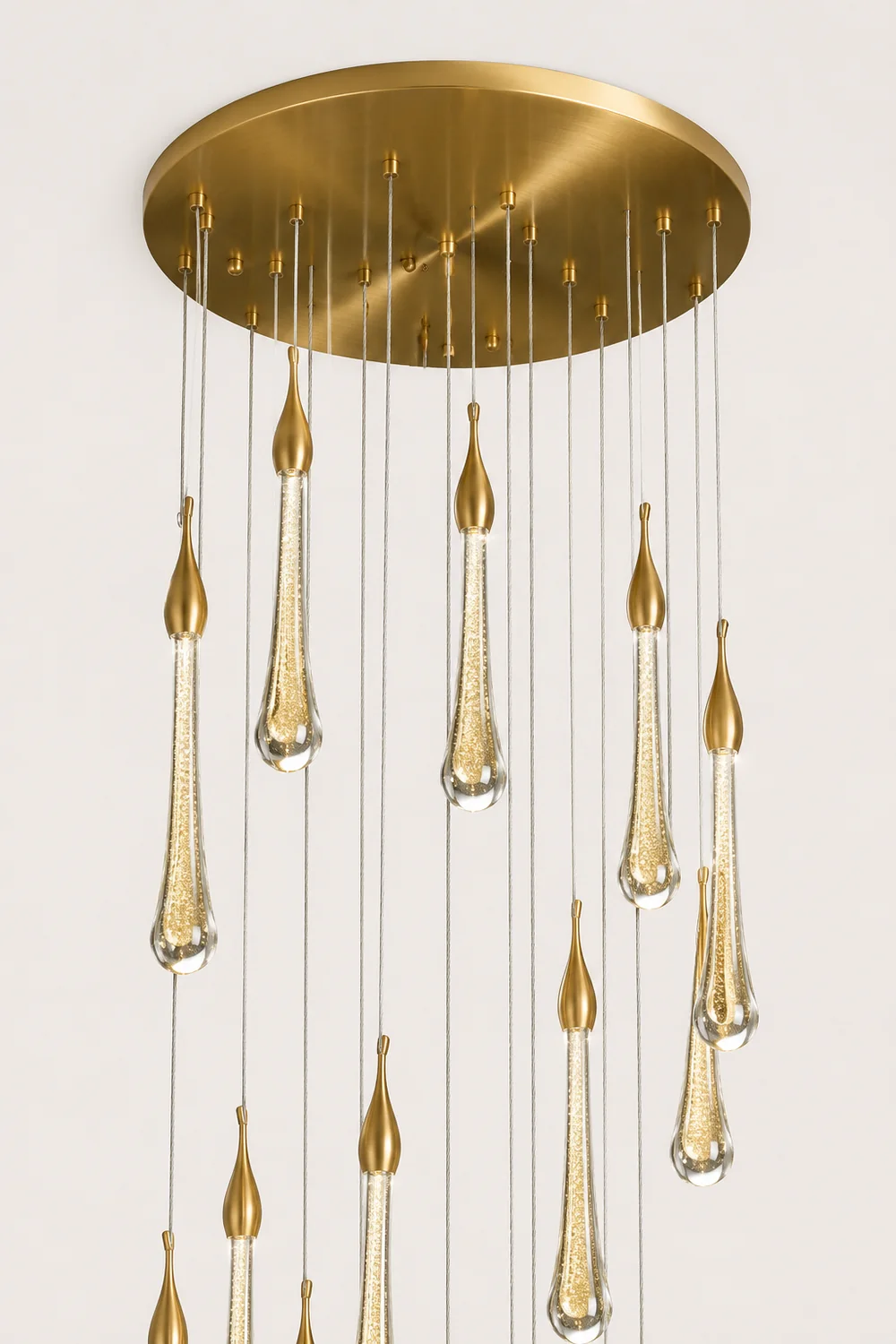 Hailie Modern Teardrop Metal Crystal Chandelier Gold Corridor - Lumpaz