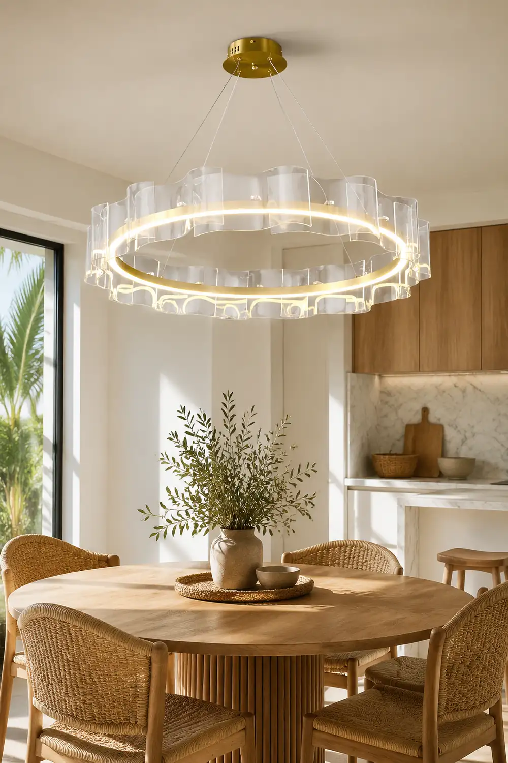Evette Creative Ring Metal/Arcylic Pendant Light, Gold - Lumpaz