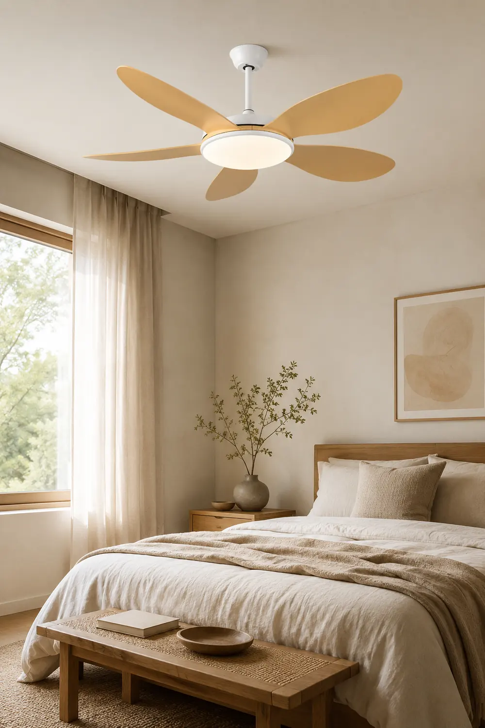 Ozawa 5-Blade Modern Wood DC Ceiling Fan with Light, 47.2''/51.2'' - Lumpaz
