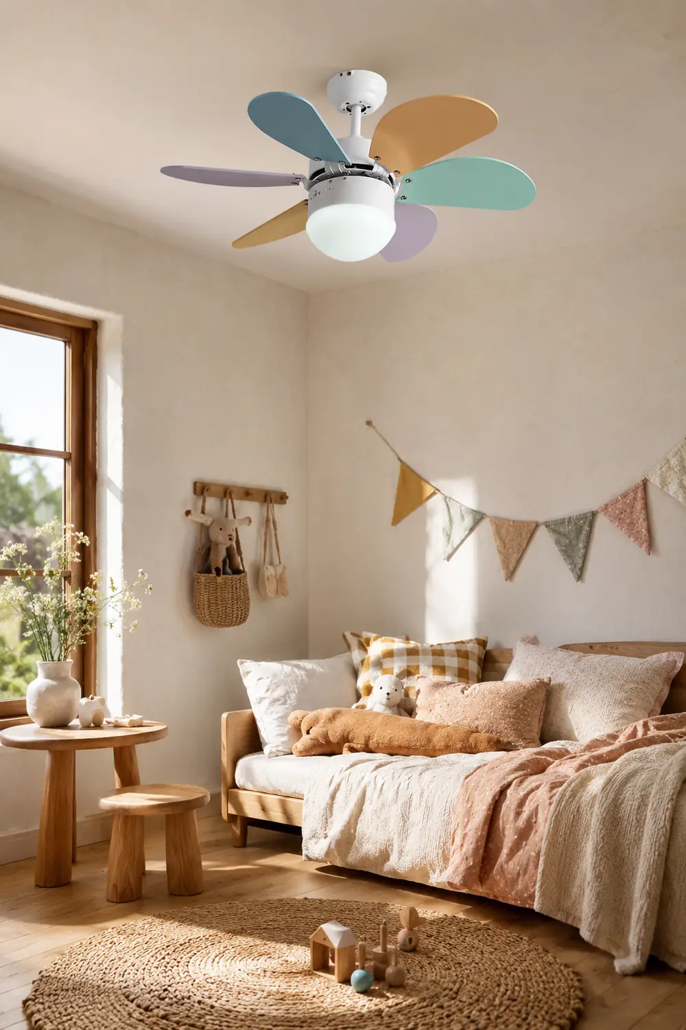 Morandi 5-Blade Ceiling Fan Round Light, Metal, DIA35.43‘’ - Lumpaz