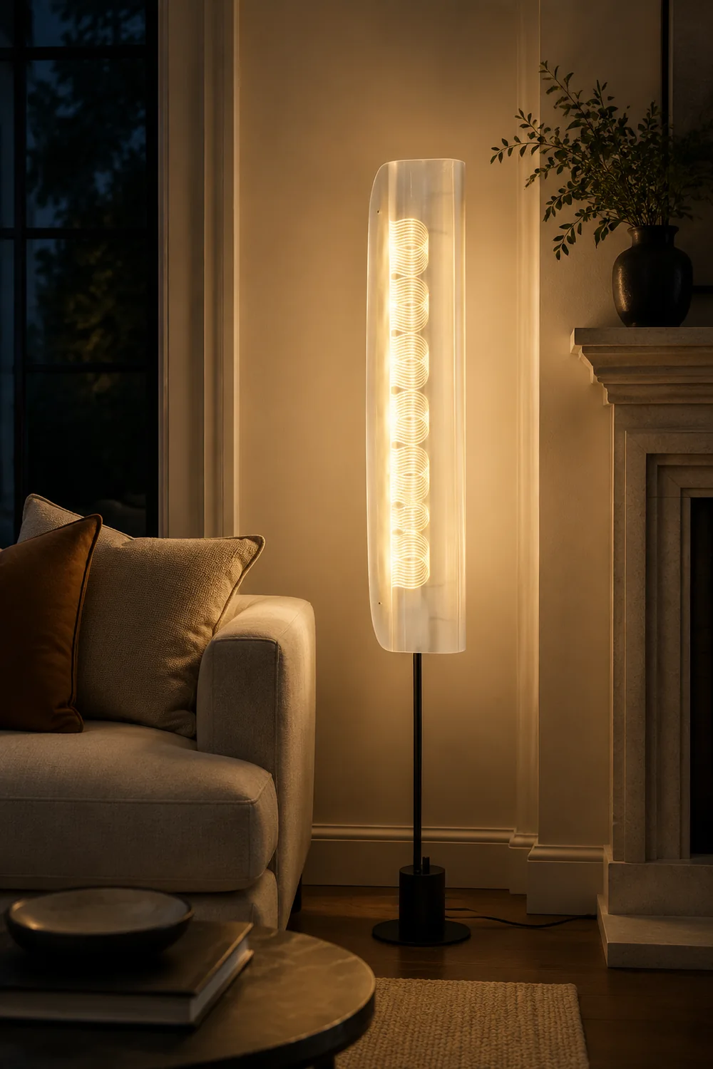 Salgado Nordic Minimalistic White Floor Lamp, Metal & Acrylic - Lumpaz