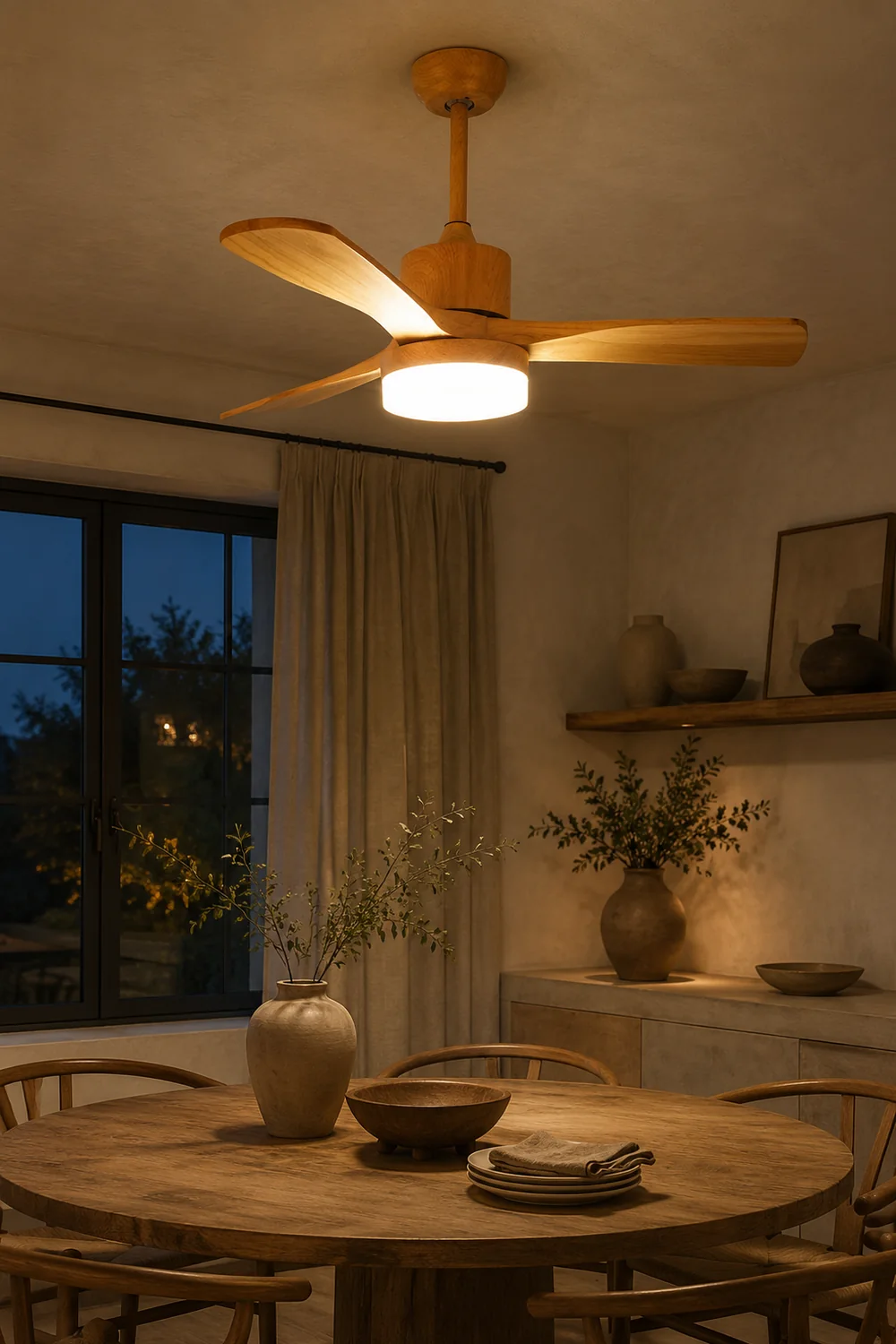 Ozawa 3-Blade Ceiling Fan with Light, Wooden, 2 Color, 43'' - Lumpaz