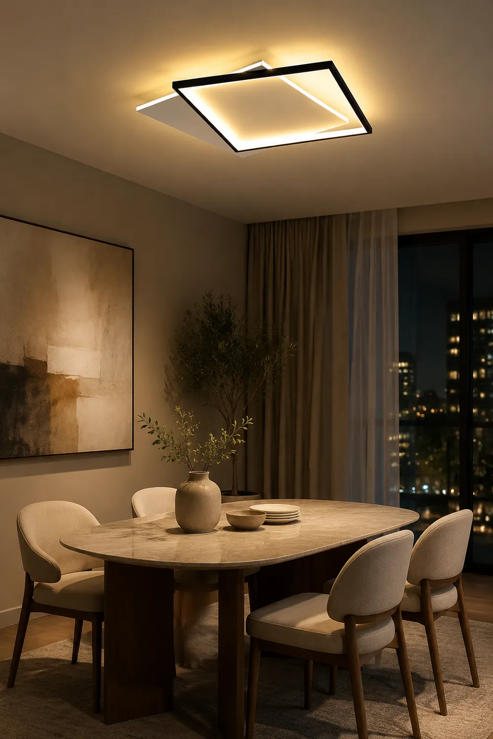 Quinn Modern Square/ Round Flush Mount Ceiling Light, Black with White - Lumpaz