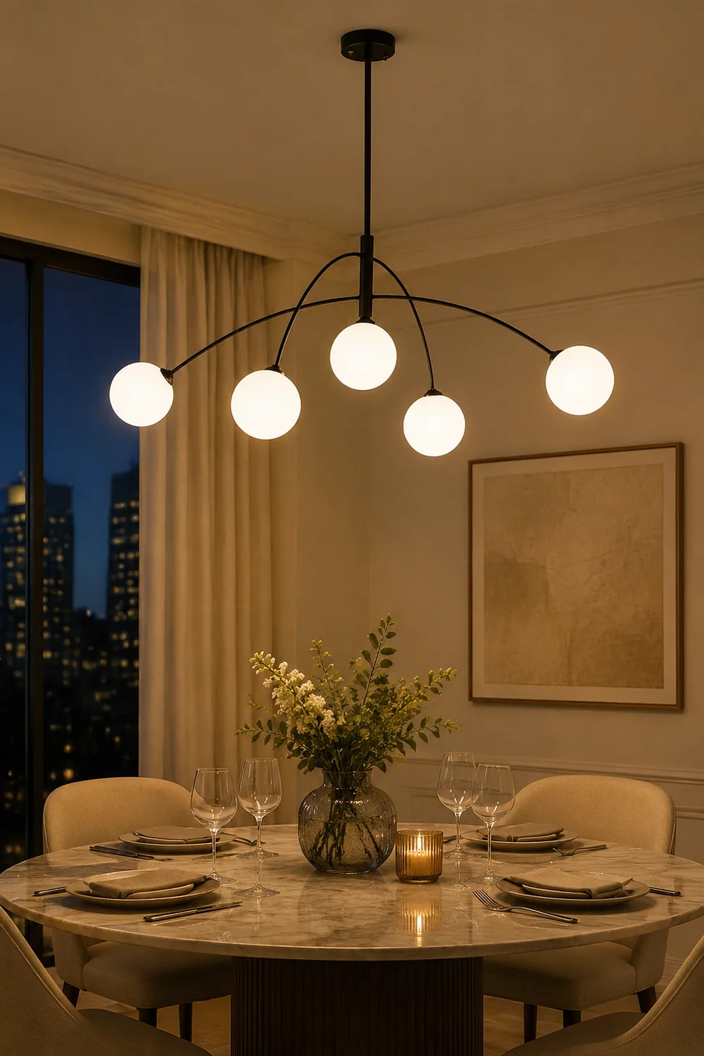 Valentina Pendant Light Globe Modern, Metal/Glass, Black/Gold, Bedroom - Lumpaz