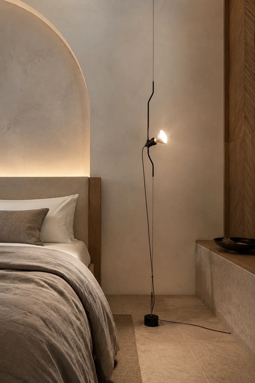 Luxo Floor Lamp Linear Minimalist, Metal, Black/White/Red, Bedroom - Lumpaz