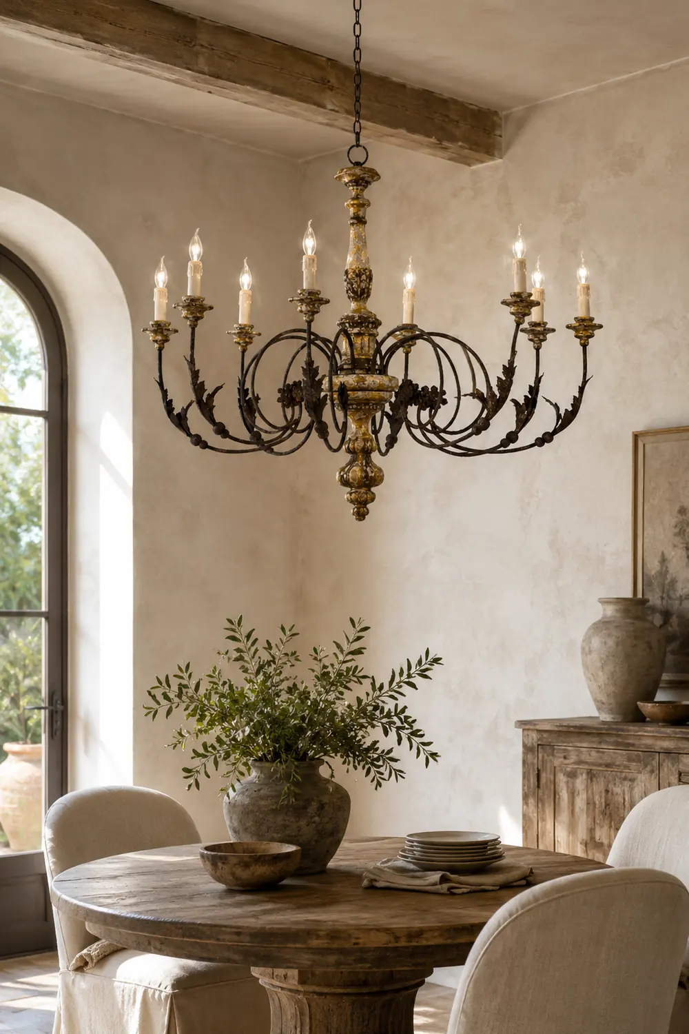 Silva Large Retro Creative Chandelier Brown Wood Metal Living Room - Lumpaz