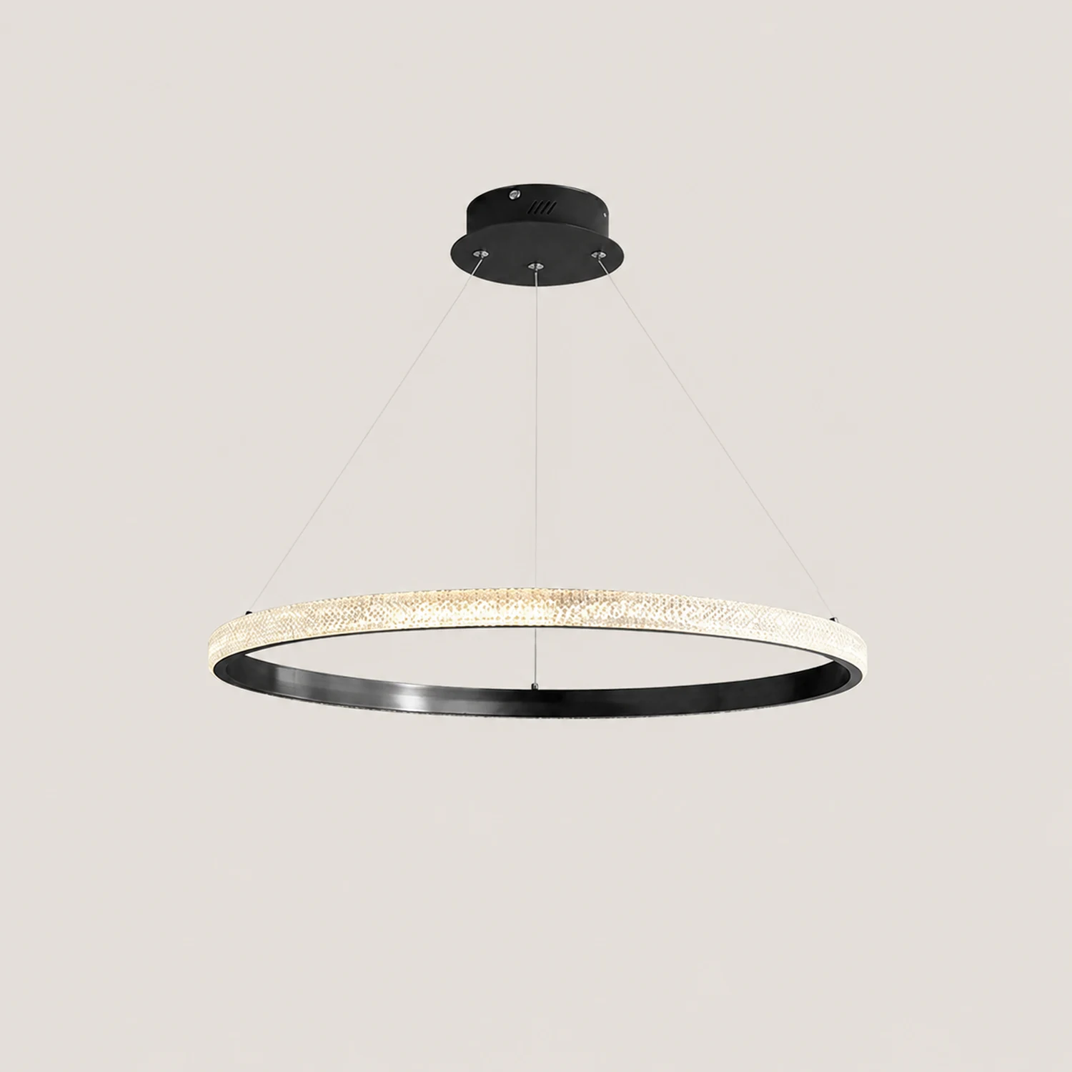 Kirsten Modern Ring Metal/Arcylic LED Pendant Light, Black/Gold - Lumpaz