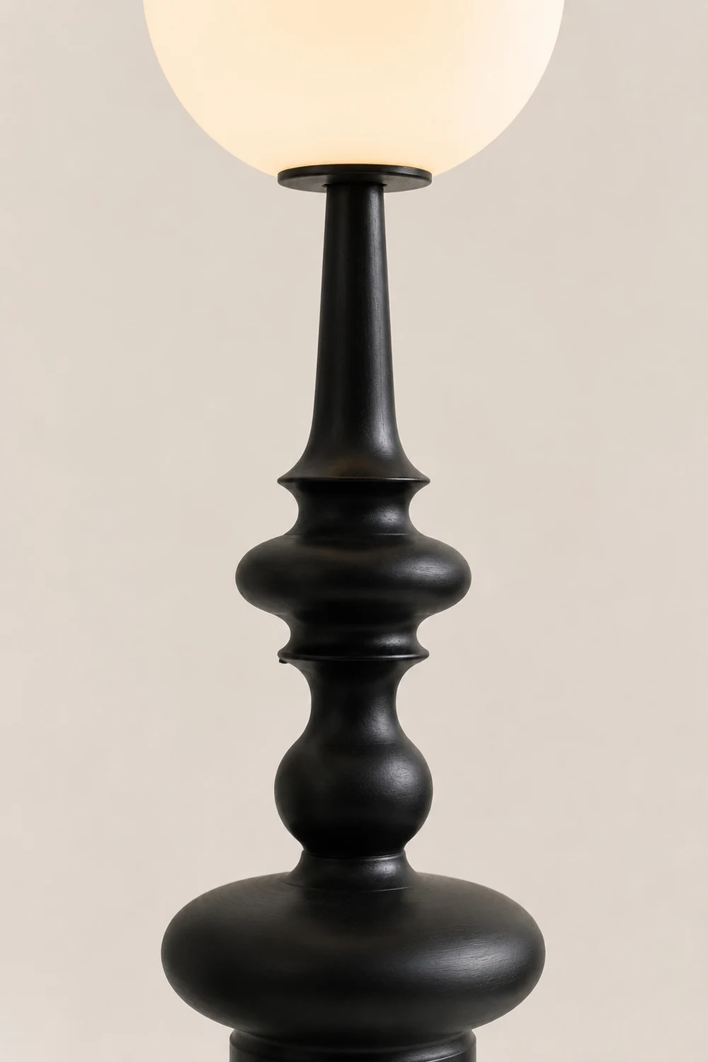 Salgado Retro Column Glass/Resin Floor Lamp, Black, Bedroom - Lumpaz