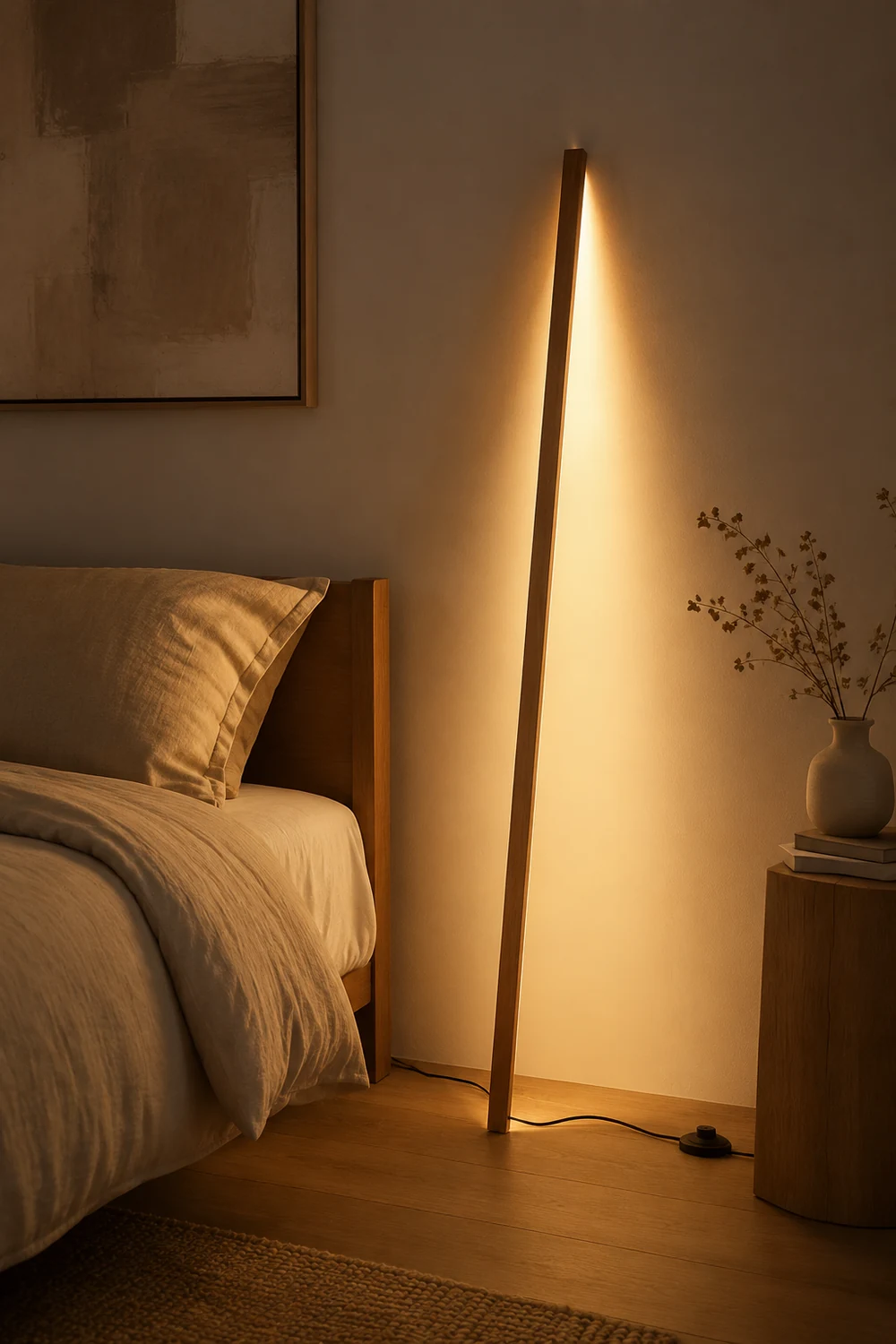 Ozawa Minimalist Linear Wooden 2 Color Floor Lamp - Lumpaz