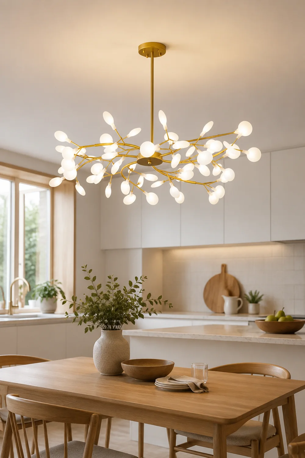 Ophelia Unique Branch Firefly Art Deco Chandelier Black/Gold Living Room - Lumpaz