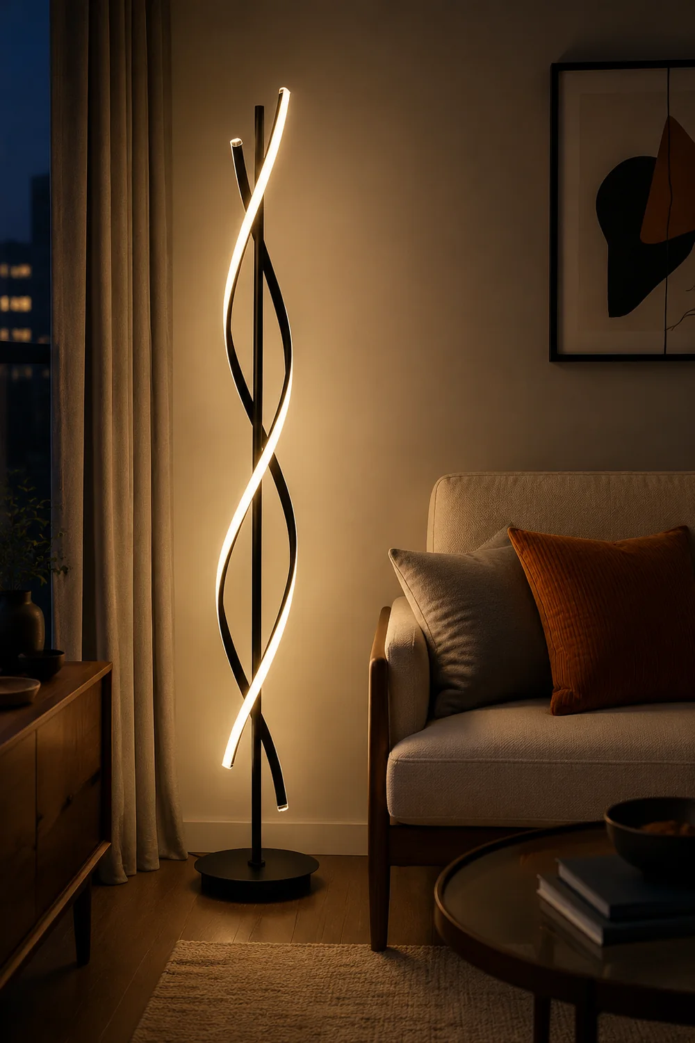 Postmodern Linear Acrylic Floor Lamp, Black/White - Lumpaz