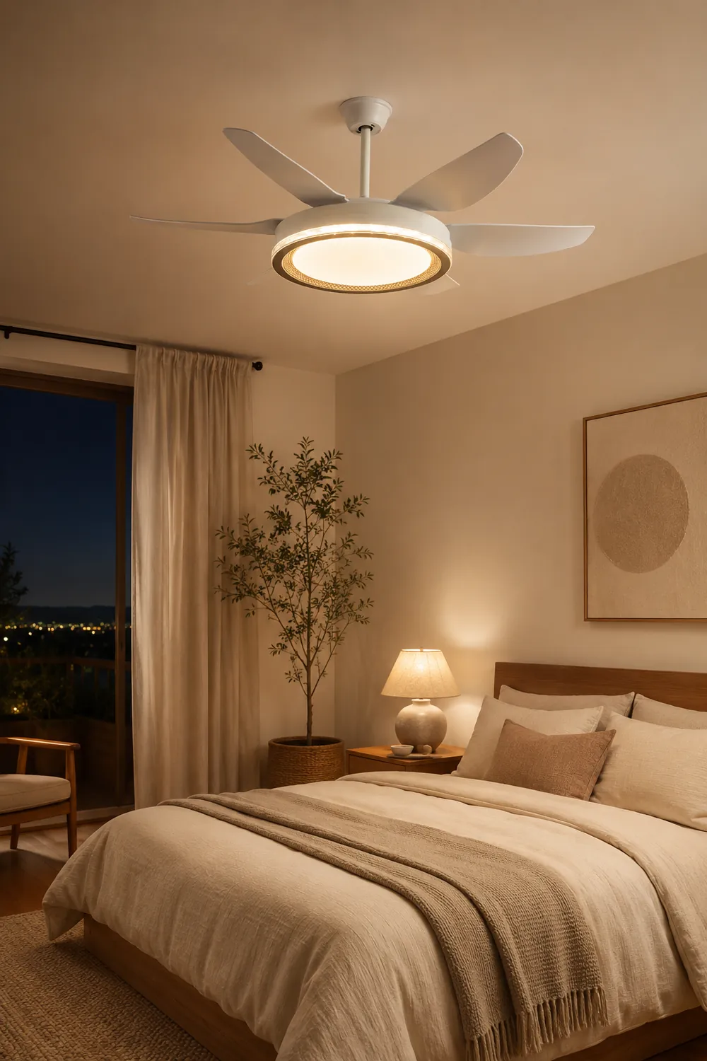 Haydn 6-Blade Modern Basic DC Ceiling Fan with Light, 51'' - Lumpaz