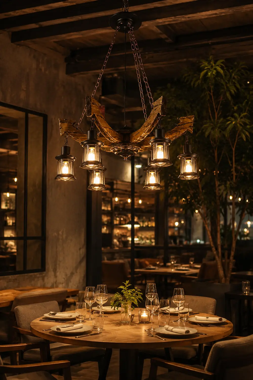 Austin Pendant Light Mid Century/Modern, Metal/Wood, Dining Room - Lumpaz