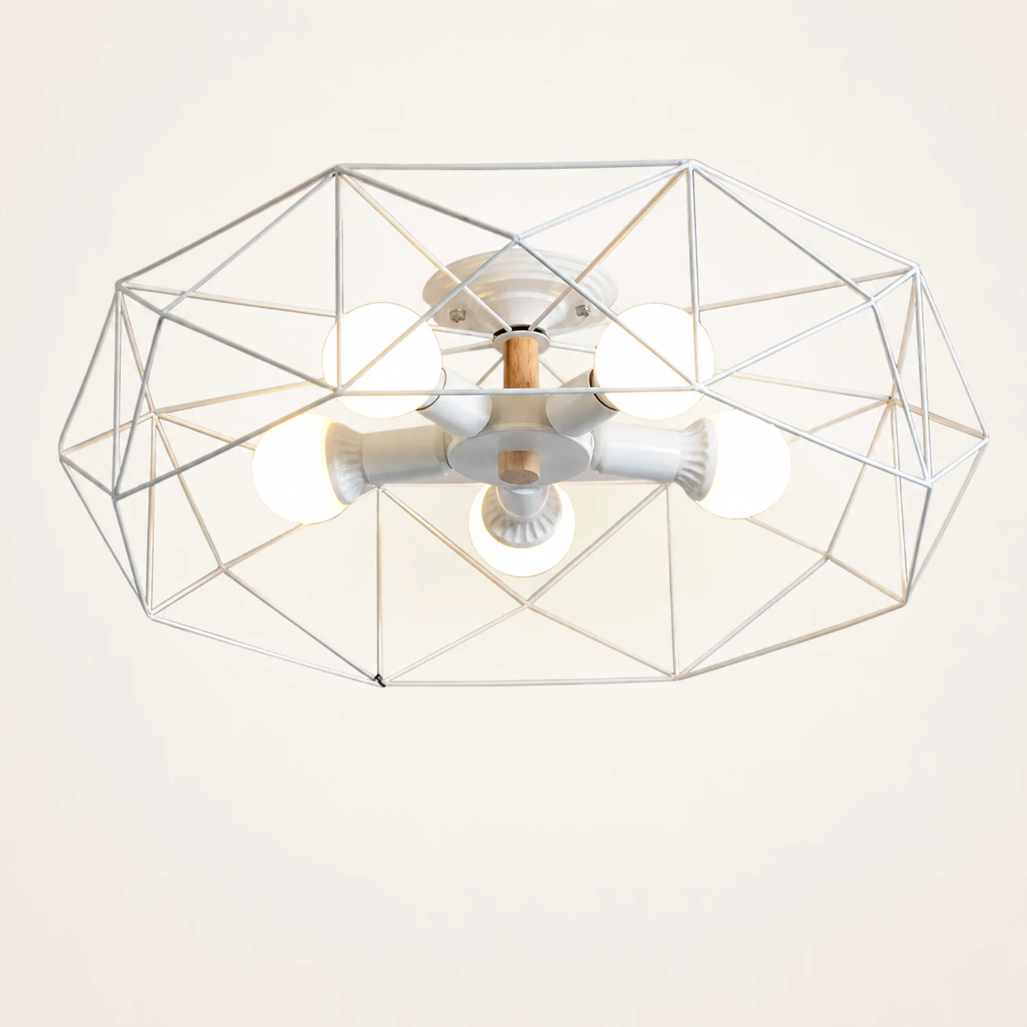 Cooley Modern Geometric Lantern Metal Flush Mount Ceiling Light, Black/White/Gold - Lumpaz
