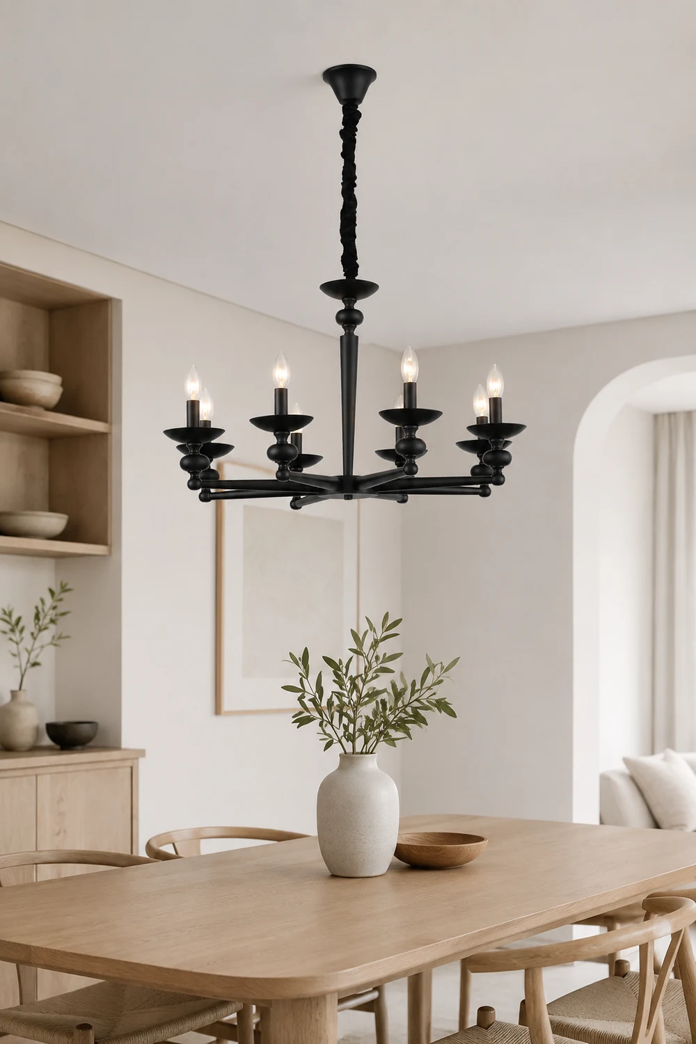 Alessio Retro Candle Wall Lamp/Black Chandelier for Living Room, Dining Room - Lumpaz