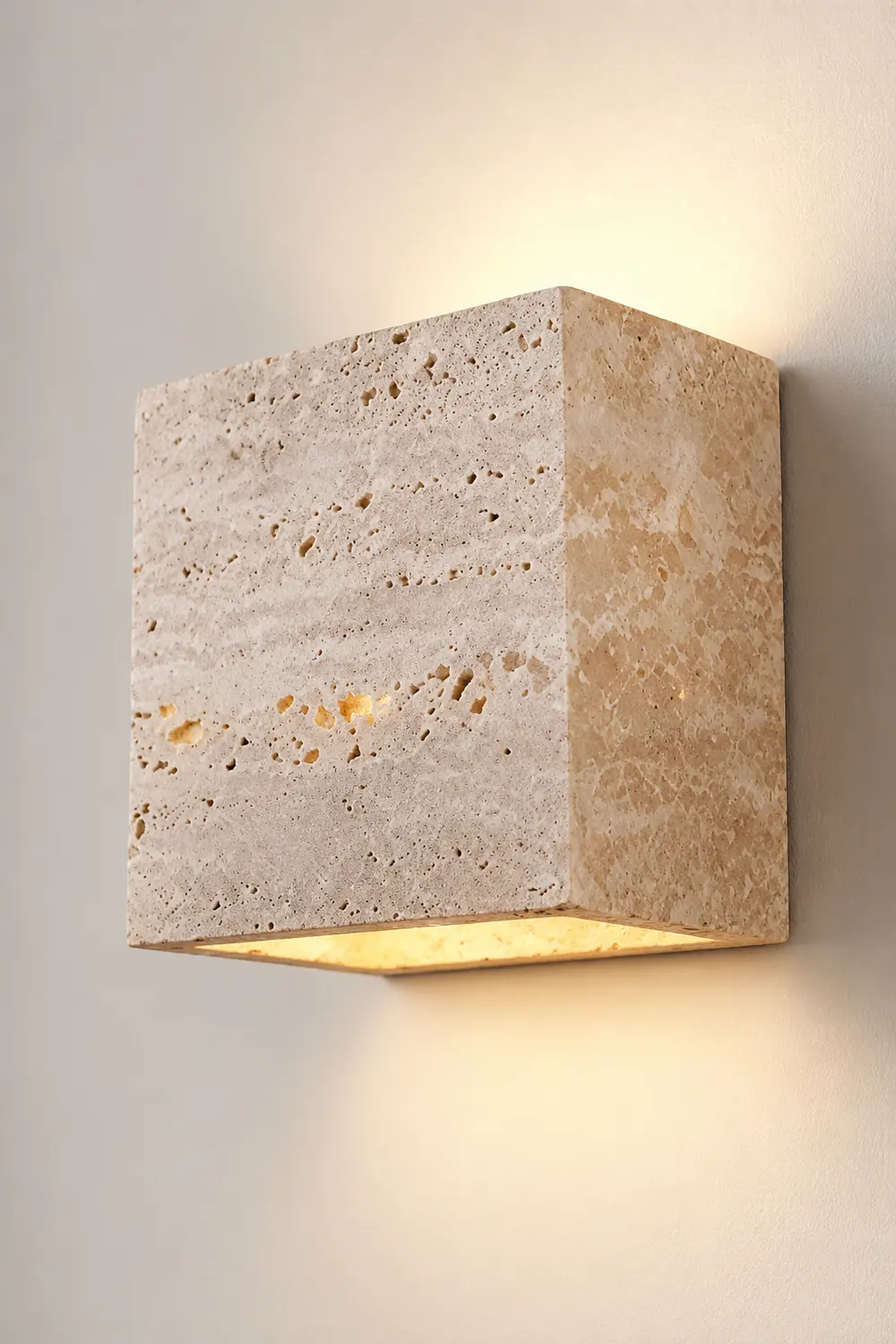 Wabi-Sabi Yellow Travertine LED Wall Sconce - Square/Rectangle - Lumpaz