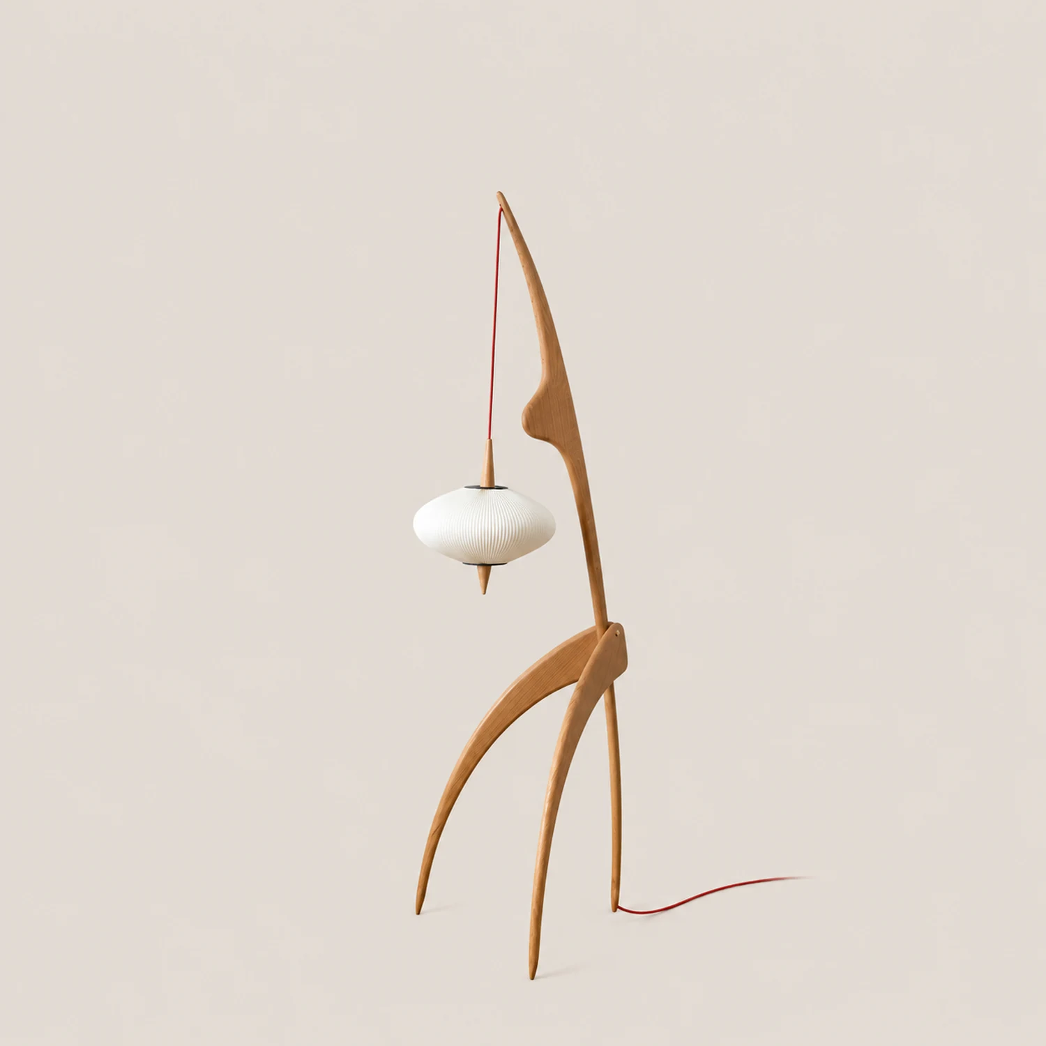 Renée Floor Lamp, Artificial Paper & Wood - Lumpaz