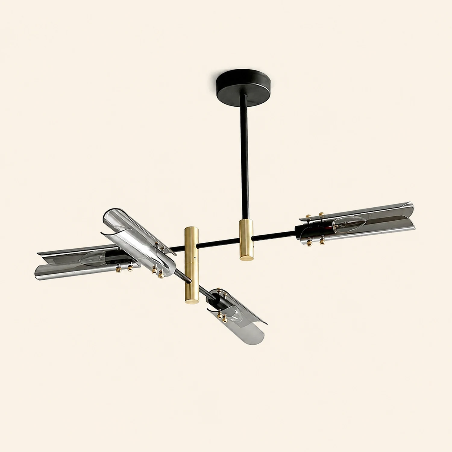 Sanna Modern Metal/Glass Semi-Flush Mount Ceiling Light, Gray/Amber - Lumpaz
