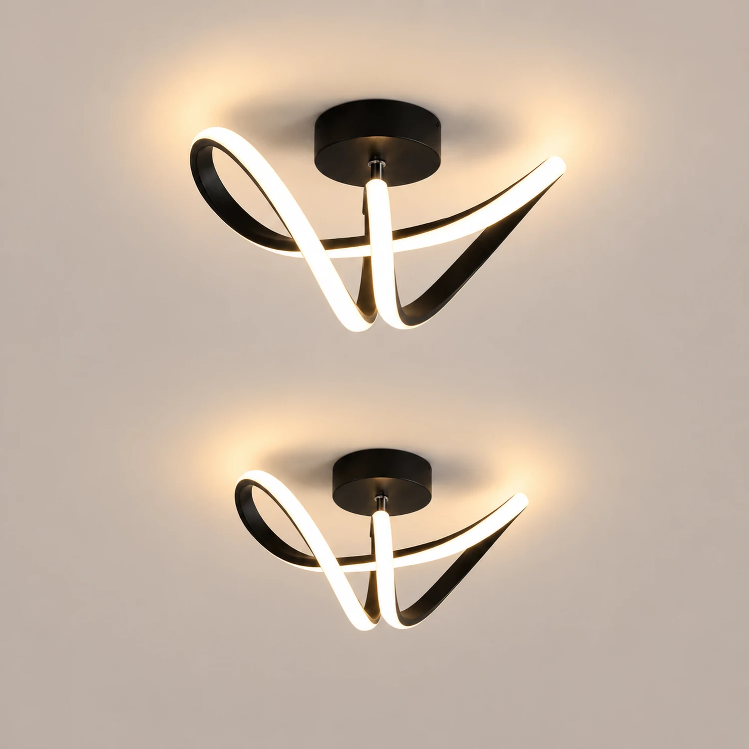 Lacey Modern Flush Mount Ceiling Light, Black/Gold - Lumpaz