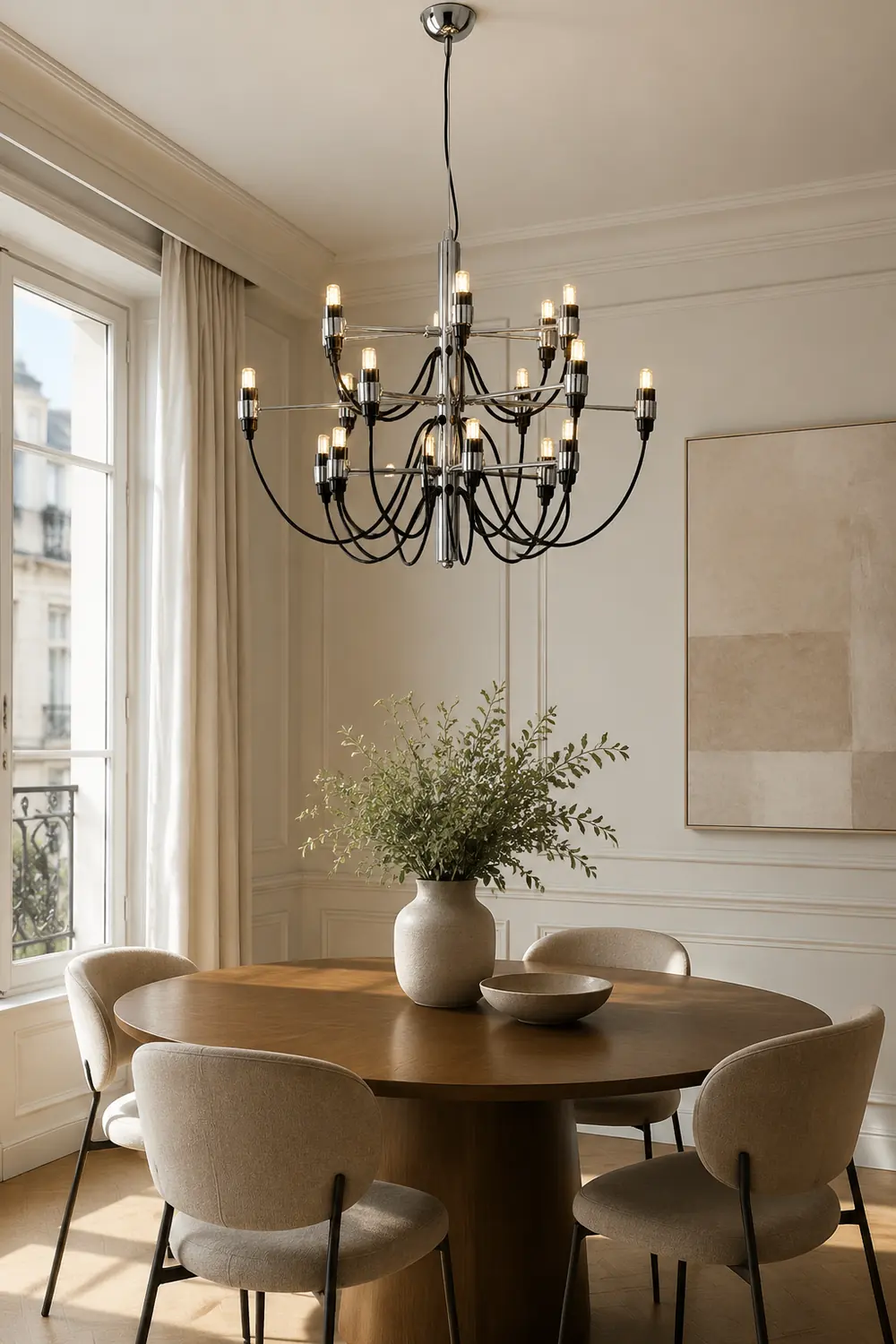 Alessio Retro Linear Metal Chandelier, Black - Lumpaz