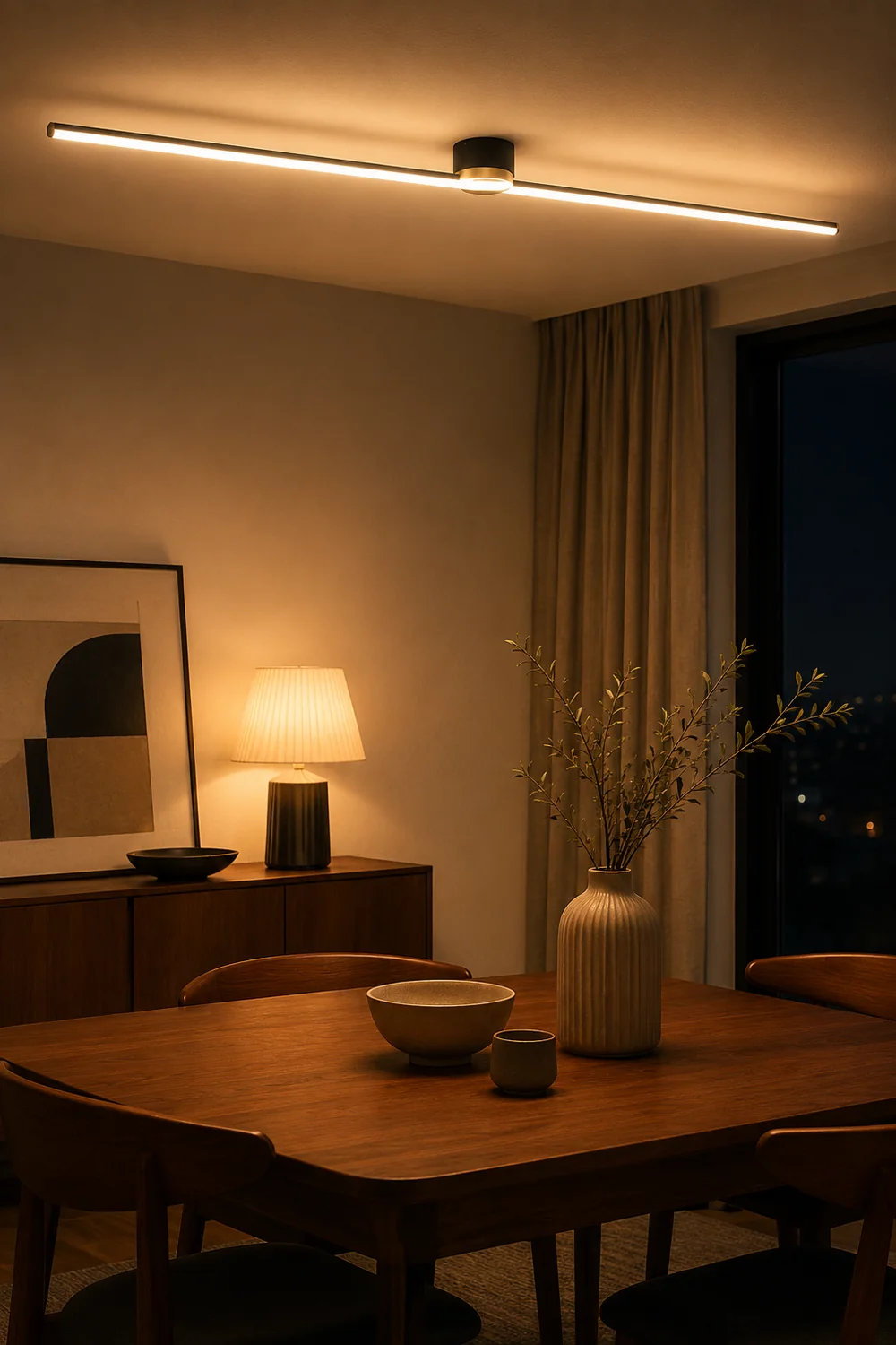 Edge Linear Flush Mount Ceiling Light Black/White - Lumpaz