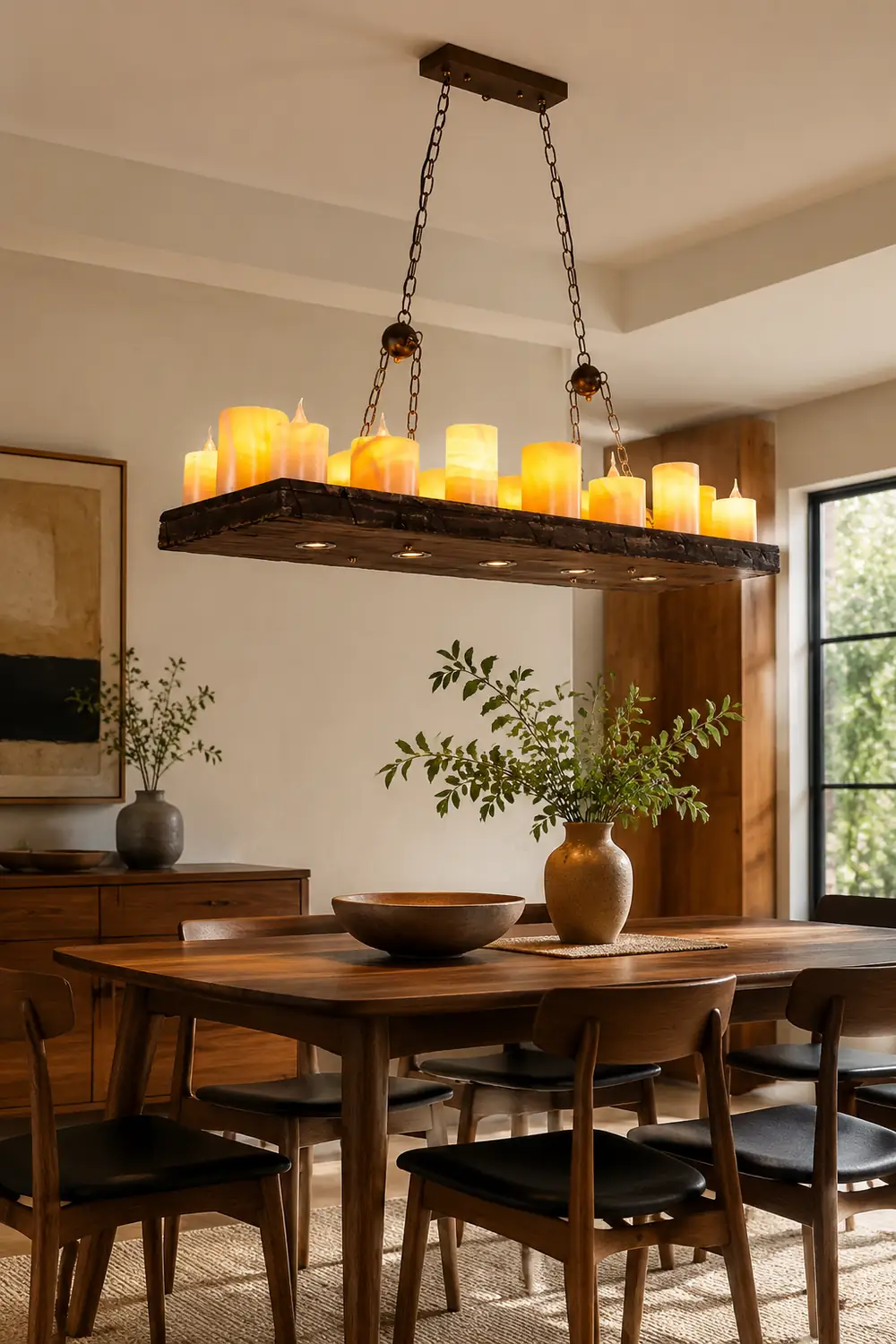 Austin Farmhouse Candle Metal/Glass/Wood Chandelier - Lumpaz