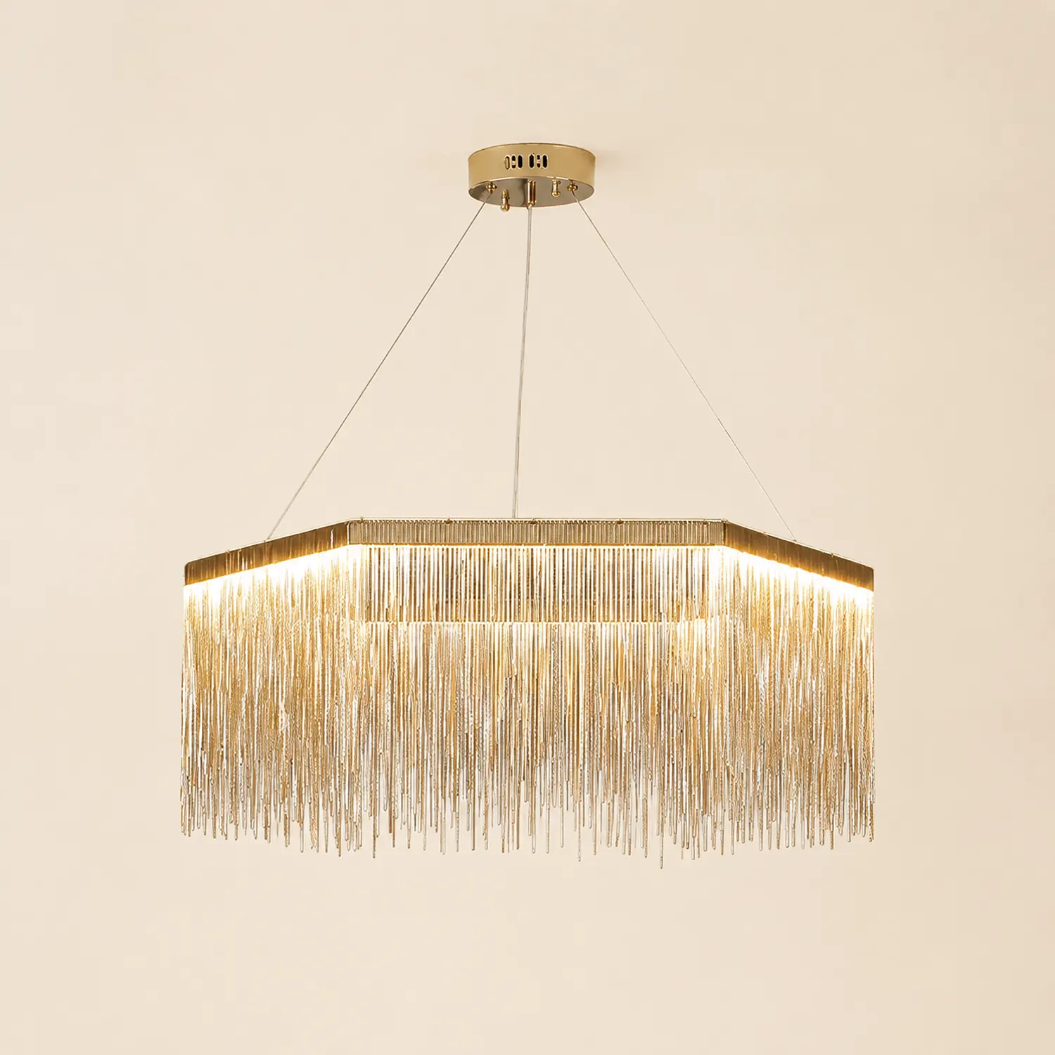 Colon Pendant Light Tassel Luxury, Chain Metal, Gold/Silver, Living Room - Lumpaz