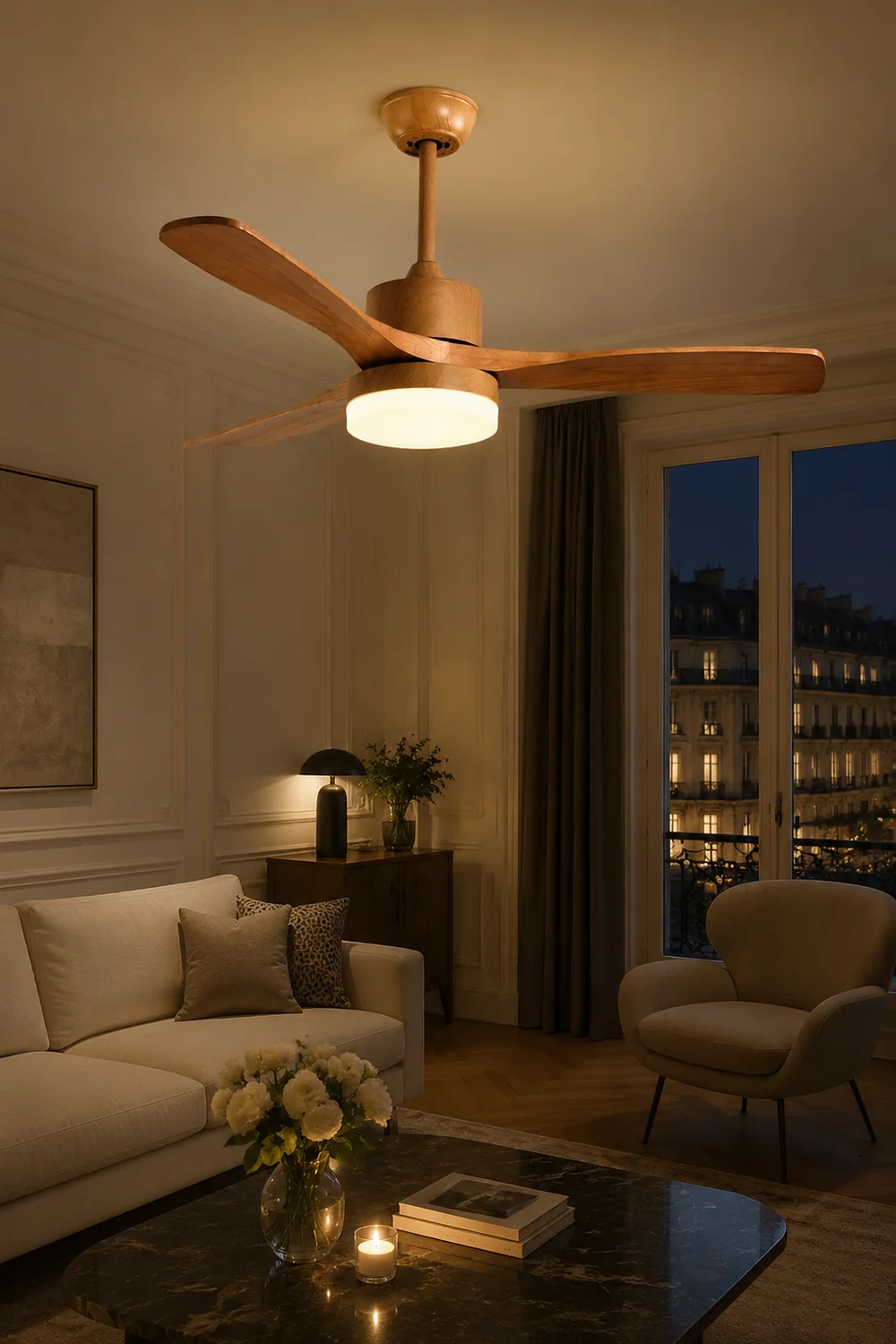 Ozawa Wooden Ceiling Fan Light, DIA 52'' - Lumpaz