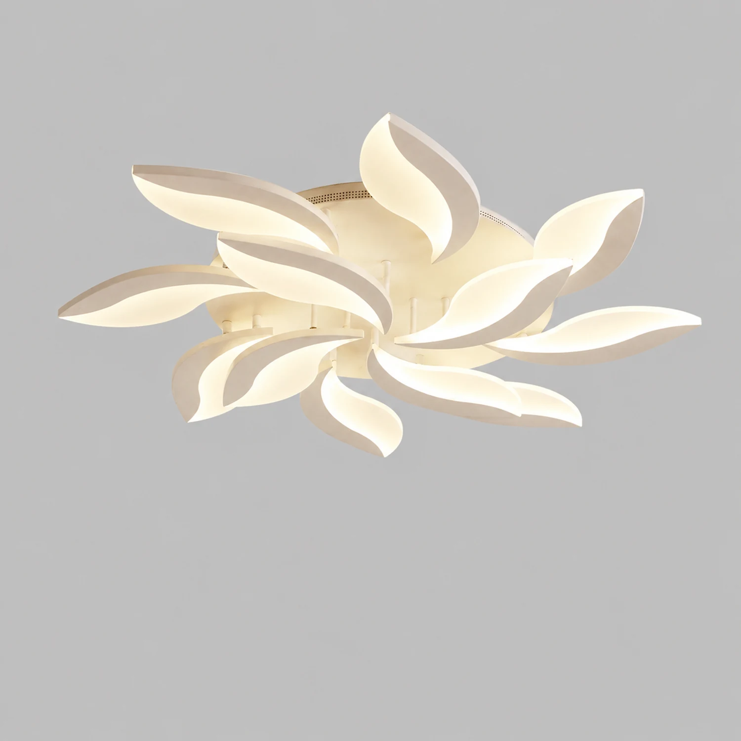 Hana Minimalist Art Deco Flower Flush Mount Ceiling Light, White, Living Room - Lumpaz