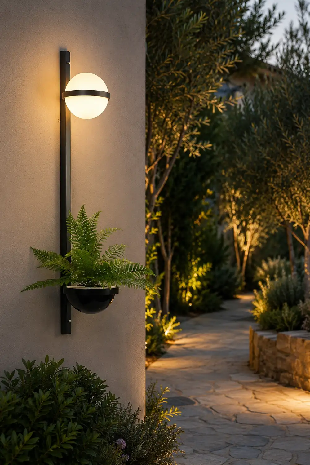 Creative Flowerpot Ball Waterproof LED Black Modern Outdoor Wall Light - Lumpaz