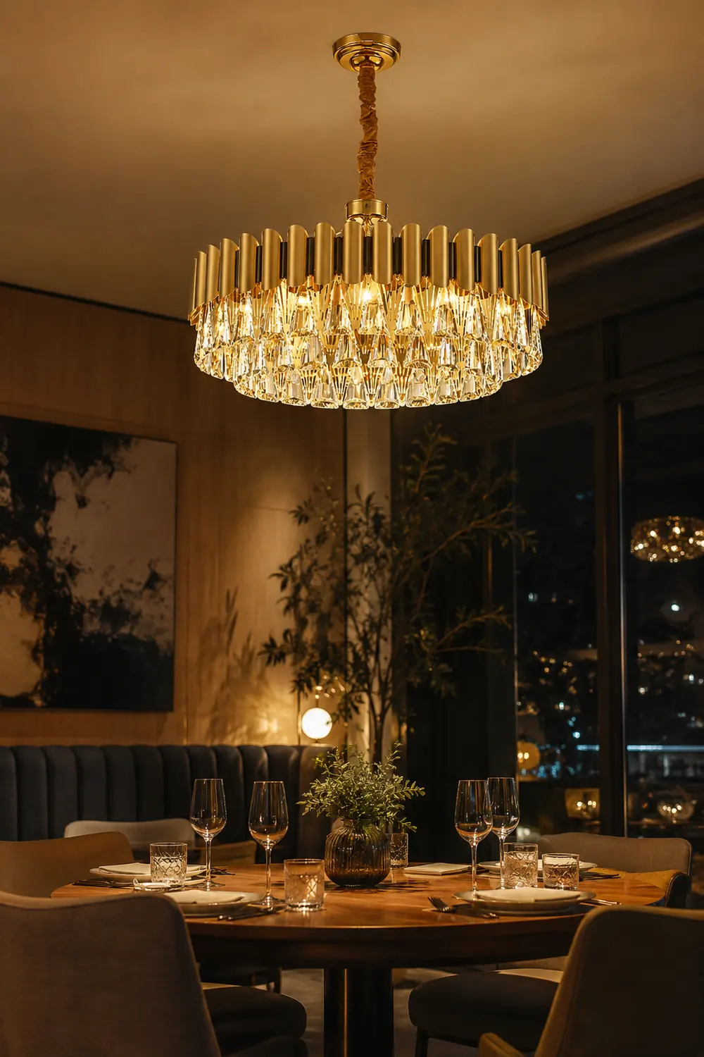 Marilyn Postmodern Nordic Round Gold Crystal Chandelier - Lumpaz