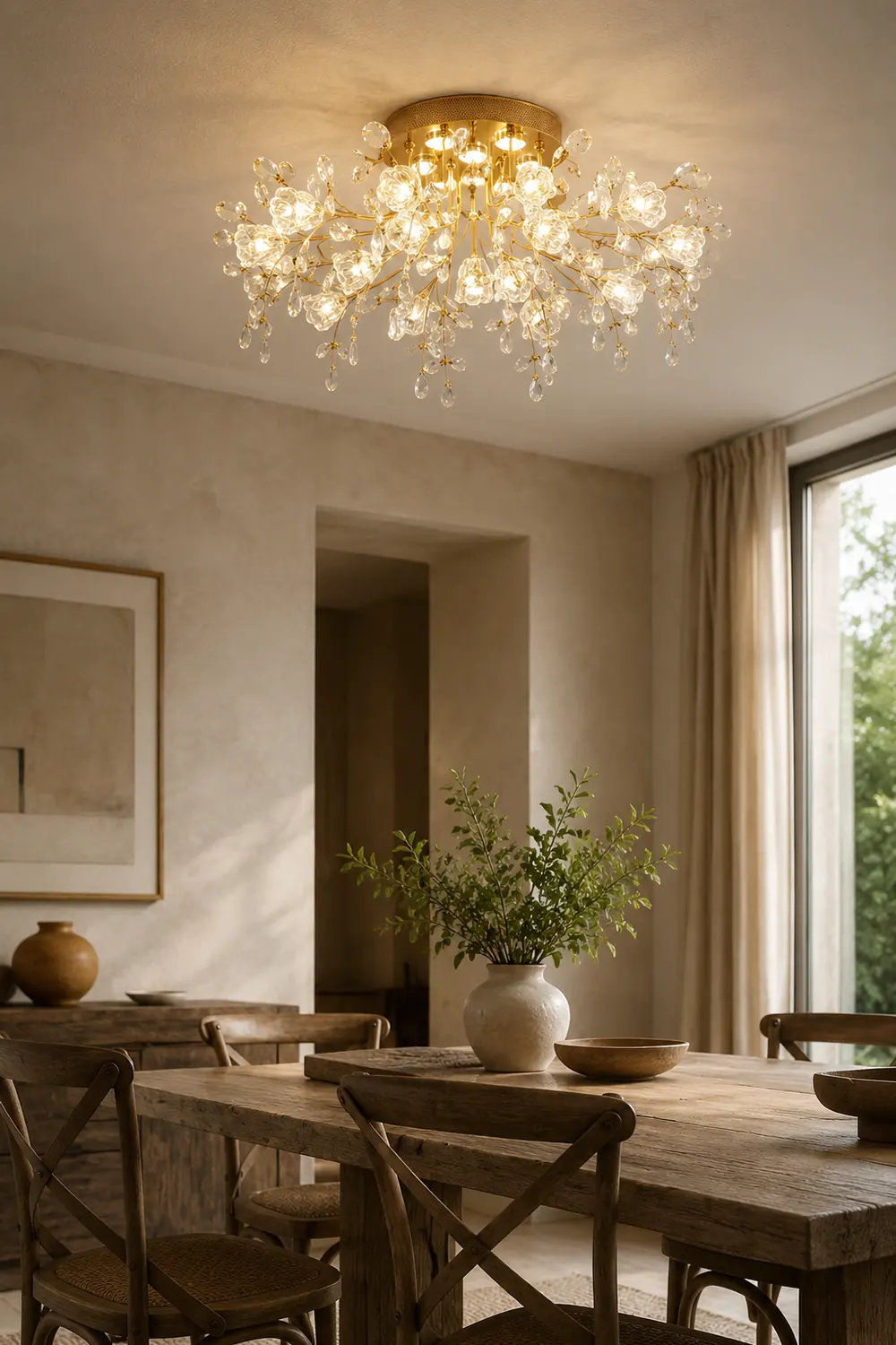 Lili Art Deco Elegant Flower Flush Mount Ceiling Lights, Gold - Lumpaz